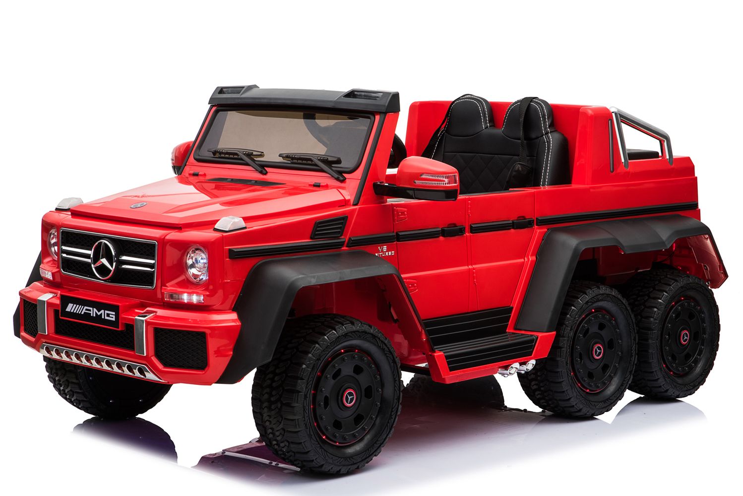 Voiture électrique enfant 12V Mercedes-Benz G63 6X6, avec télécommande 2.4Ghz, 12V14AH, 4 X MOTEUR, rouge, Monoplace