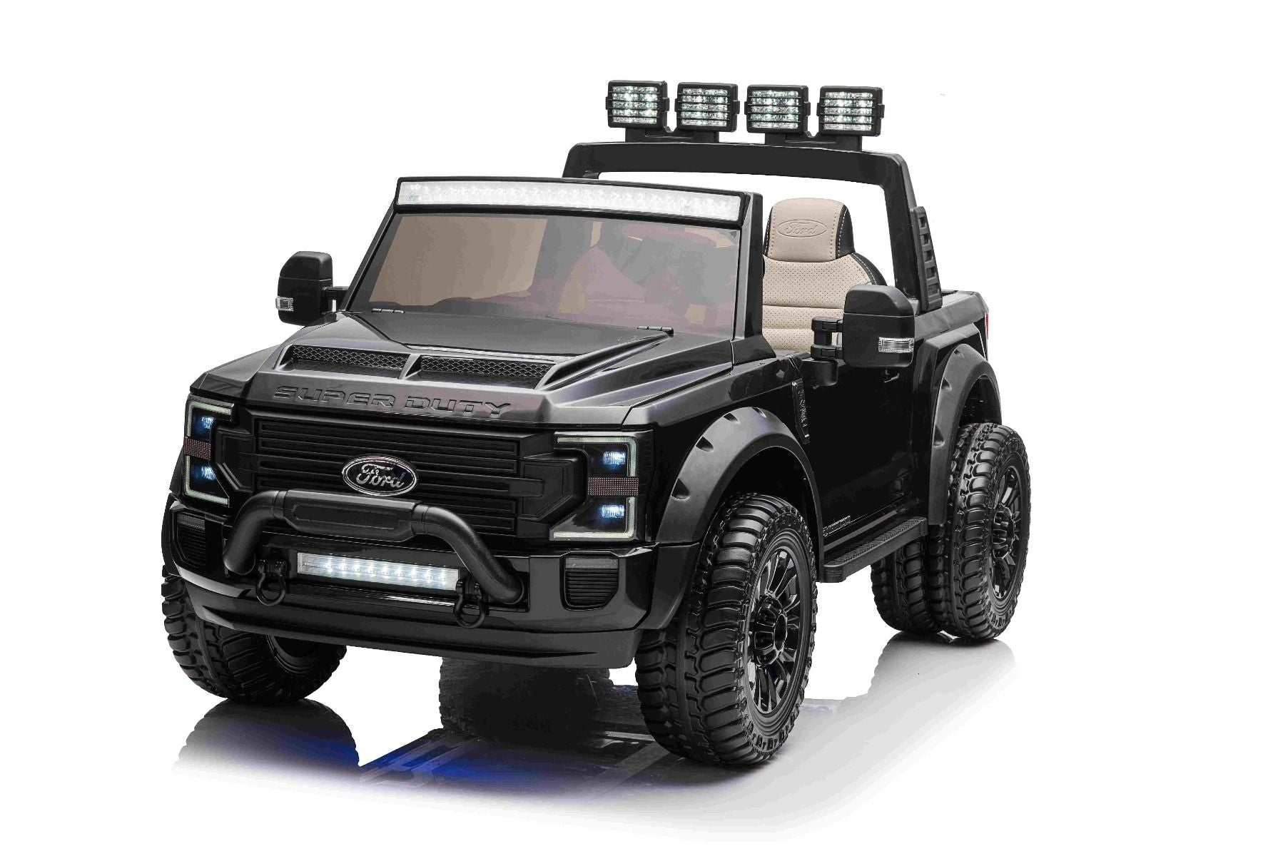 4x4 Voiture électrique enfants 24V 2 places noir, Super Duty, avec télécommande 2,4 GHz