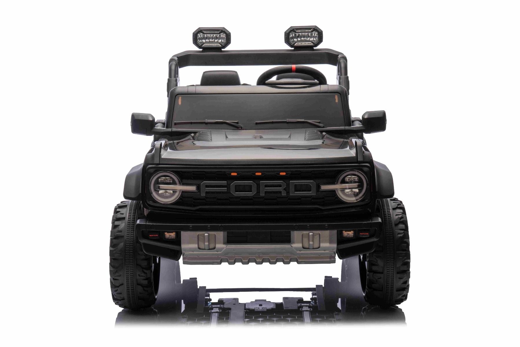 Voiture électrique pour enfants Ford Bronco XL avec propulsion arrière, sous licence (deux places), noir, batterie au lithium, suspension haute, deux sièges, essieu arrière suspendu, télécomma, 2.4 GHz Remote Control, MP3 Player with USB Input, LED Lights