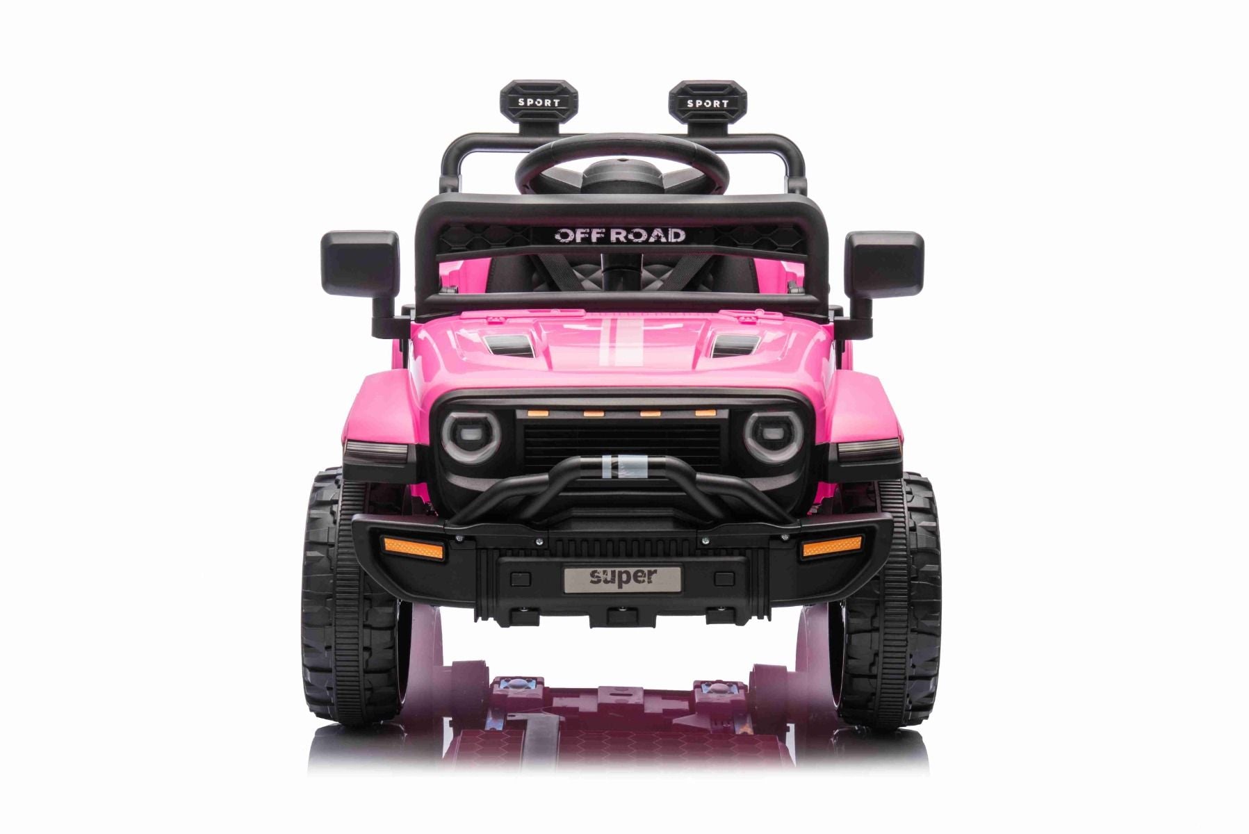 Voiture électrique pour enfants OFFROAD NEW avec traction arrière, rose, batterie lithium, châssis haut, siège large, suspension arrière, télécommande 2,4 GHz,lumières LED