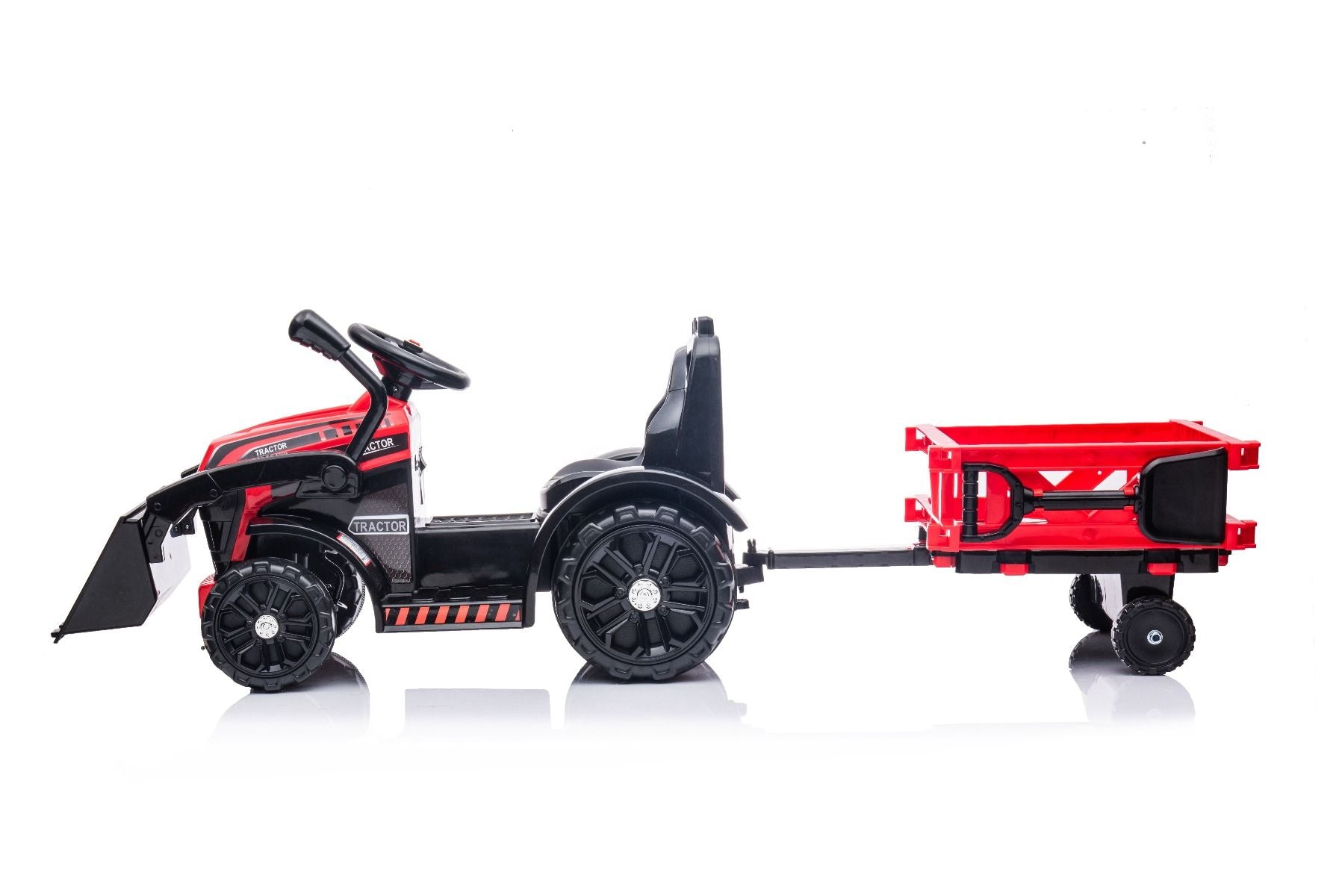 Tracteur électrique enfants avec poche et remorque 6V FARMER, rouge, moteur 20W