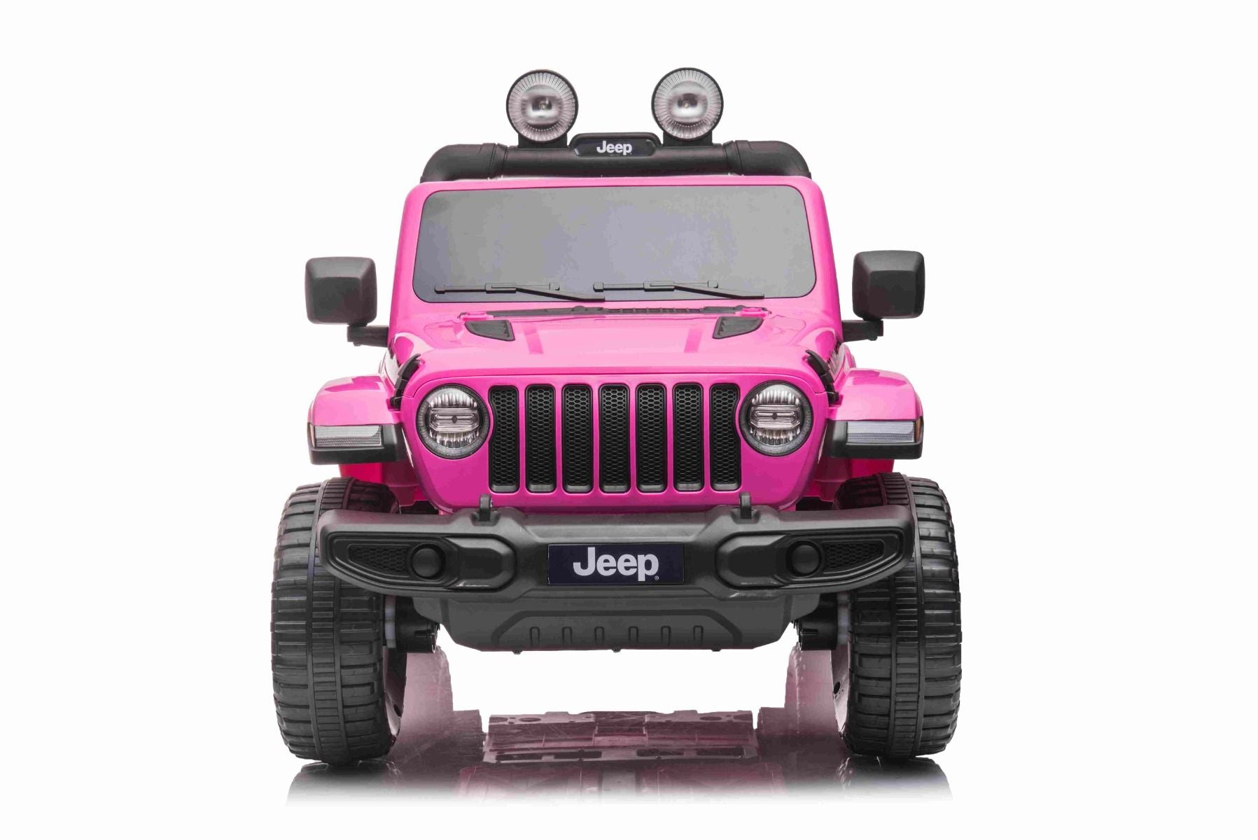 4x4 Voiture électrique pour enfants 12V JEEP Wrangler, Rose, Siège double en similicuir, Radio avec entrée Bluetooth et USB, Transmission 4x4, Batterie au lithium, Roues EVA, Essieux de suspension, Télécommande 2,4 GHz, Licence