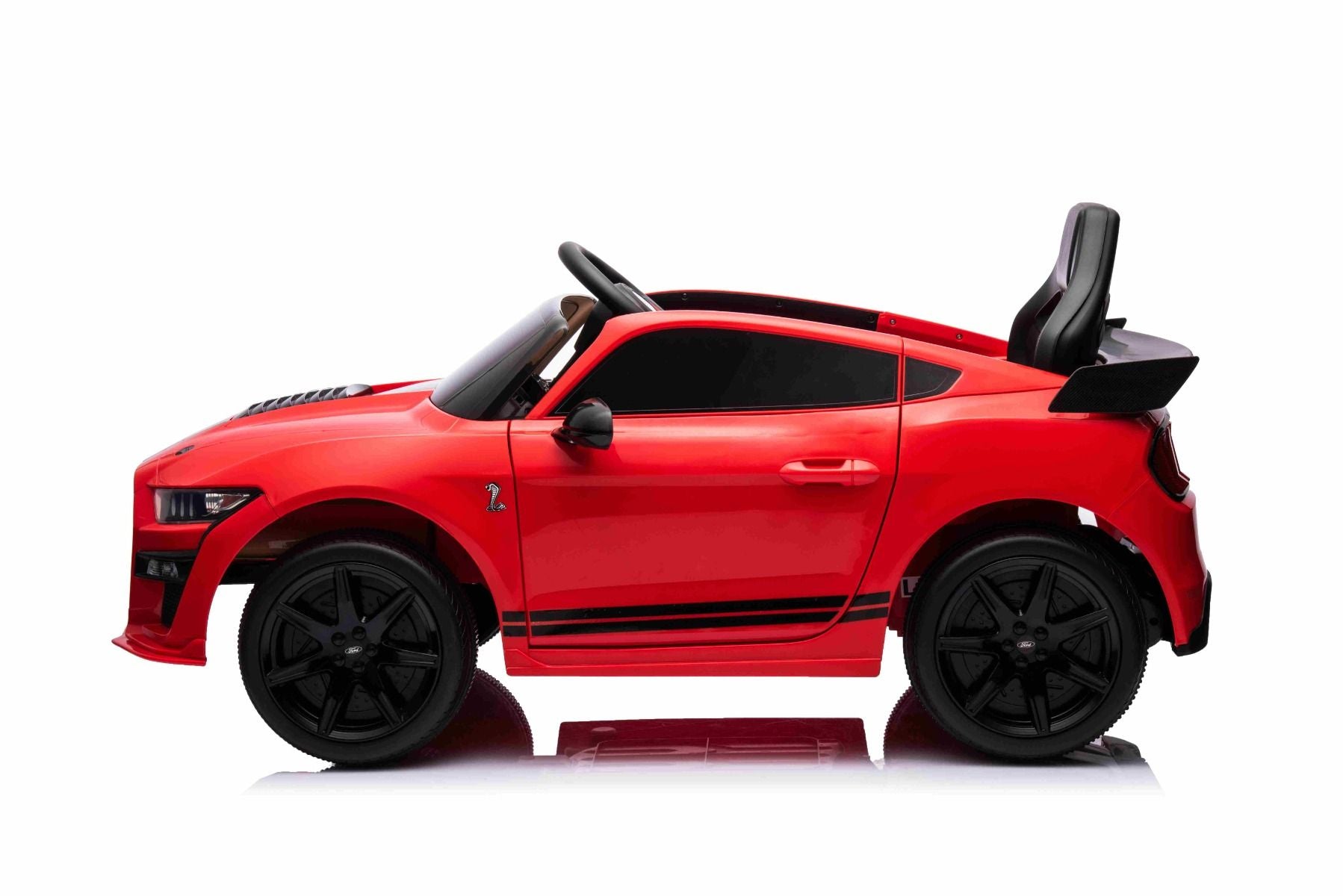 Voiture électrique à conducteur porté Ford Shelby Mustang GT 500 Cobra, Rouge, Télécommande 2,4 GHz, Entrée USB, Lumières LED, Moteur 2 x 30W, Licence ORIGINALE