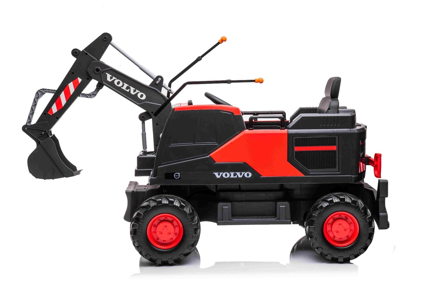 Voiture électrique enfants 12V Volvo Excavator, rouge, moteur 2 x 35W, roues EVA, batterie 12V/14Ah, sous licence