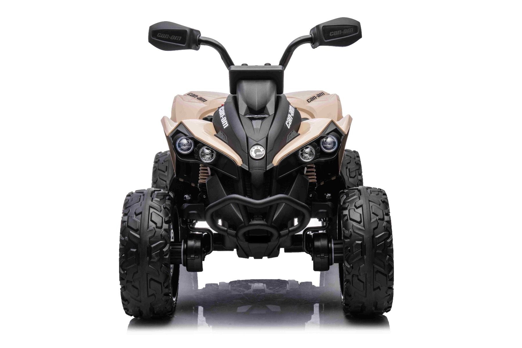 Quad electric enfants 12V, Can-am Renegade, kaki, voiture electrique enfants 12V, lumières LED, batterie 12V, moteurs 2 x 35W, roues souples en EVA, lecteur MP3 avec entrée USB/AUX, sous licence