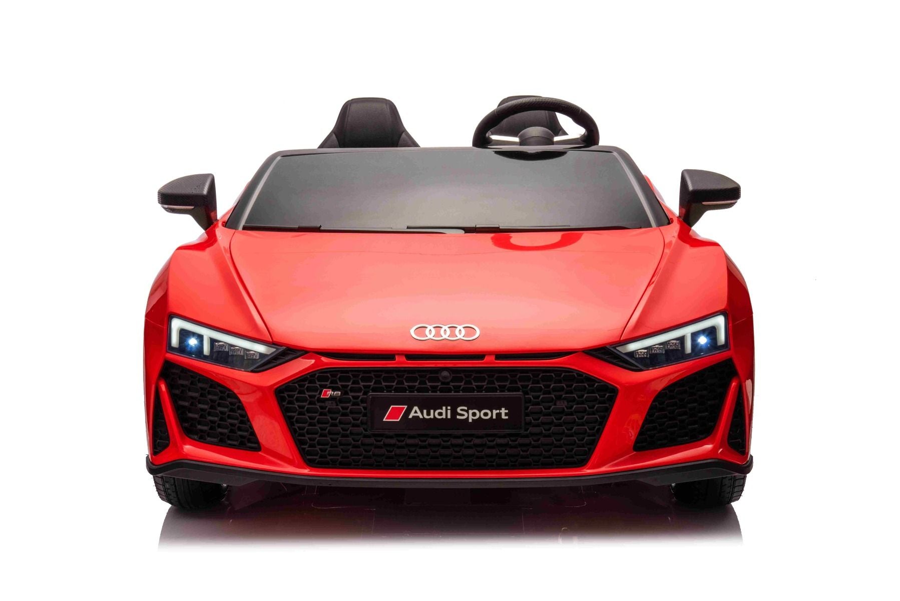 Voiture électrique enfants 24V 2places Audi R8 SPYDER, rouge, Lecteur MP3 avec USB/AUX et Bluetooth, Batterie 24V/14Ah, Moteurs 2 x 200W, Roues EVA avec suspension arrière, Sièges réglables en cuir, Télécommande, Licence
