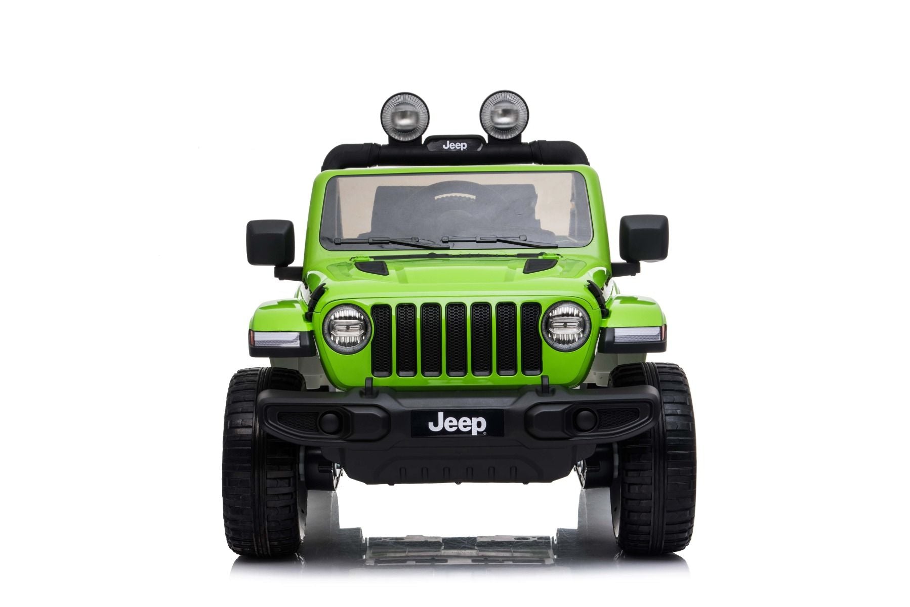 4x4 Voiture électrique pour enfants 12V JEEP Wrangler, Vert, Siège double en similicuir, Radio avec entrée Bluetooth et USB, Transmission 4x4, Batterie au lithium, Roues EVA, Essieux de suspension, Télécommande 2,4 GHz, Licence