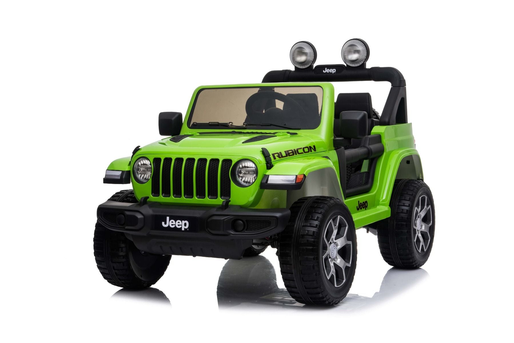 4x4 Voiture électrique pour enfants 12V JEEP Wrangler, Vert, Siège double en similicuir, Radio avec entrée Bluetooth et USB, Transmission 4x4, Batterie au lithium, Roues EVA, Essieux de suspension, Télécommande 2,4 GHz, Licence