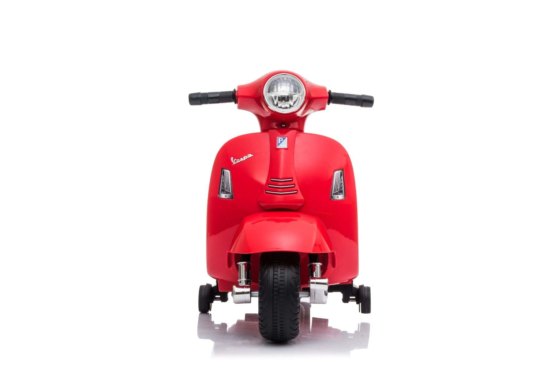 Scooter électrique Vespa GTS, rouge, avec roues auxiliaires, Autorisé, Batterie 6V, Siège en cuir, Moteur 30W