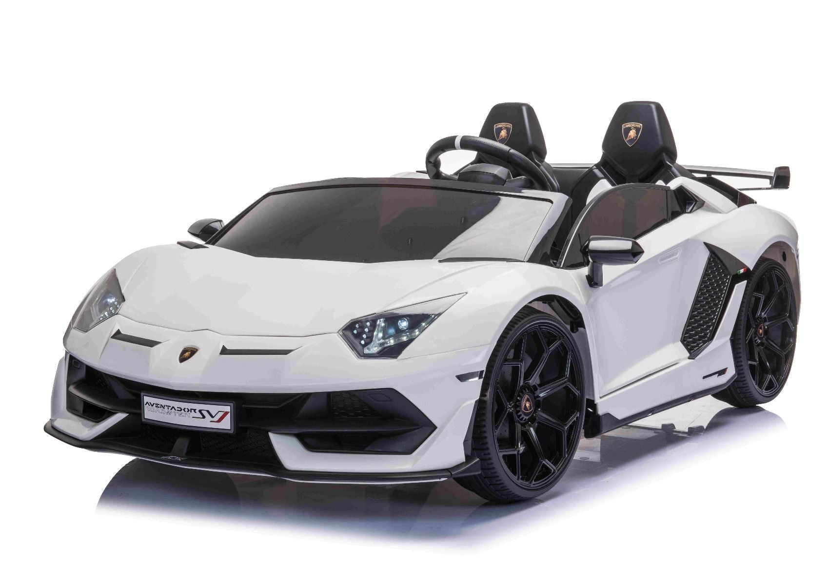 Voiture electrique enfànt 12V 2 places Lamborghini Aventador, Blanc, avec télécommande 2,4 Ghz, Moteur 2 x 12V, Licence d'origine