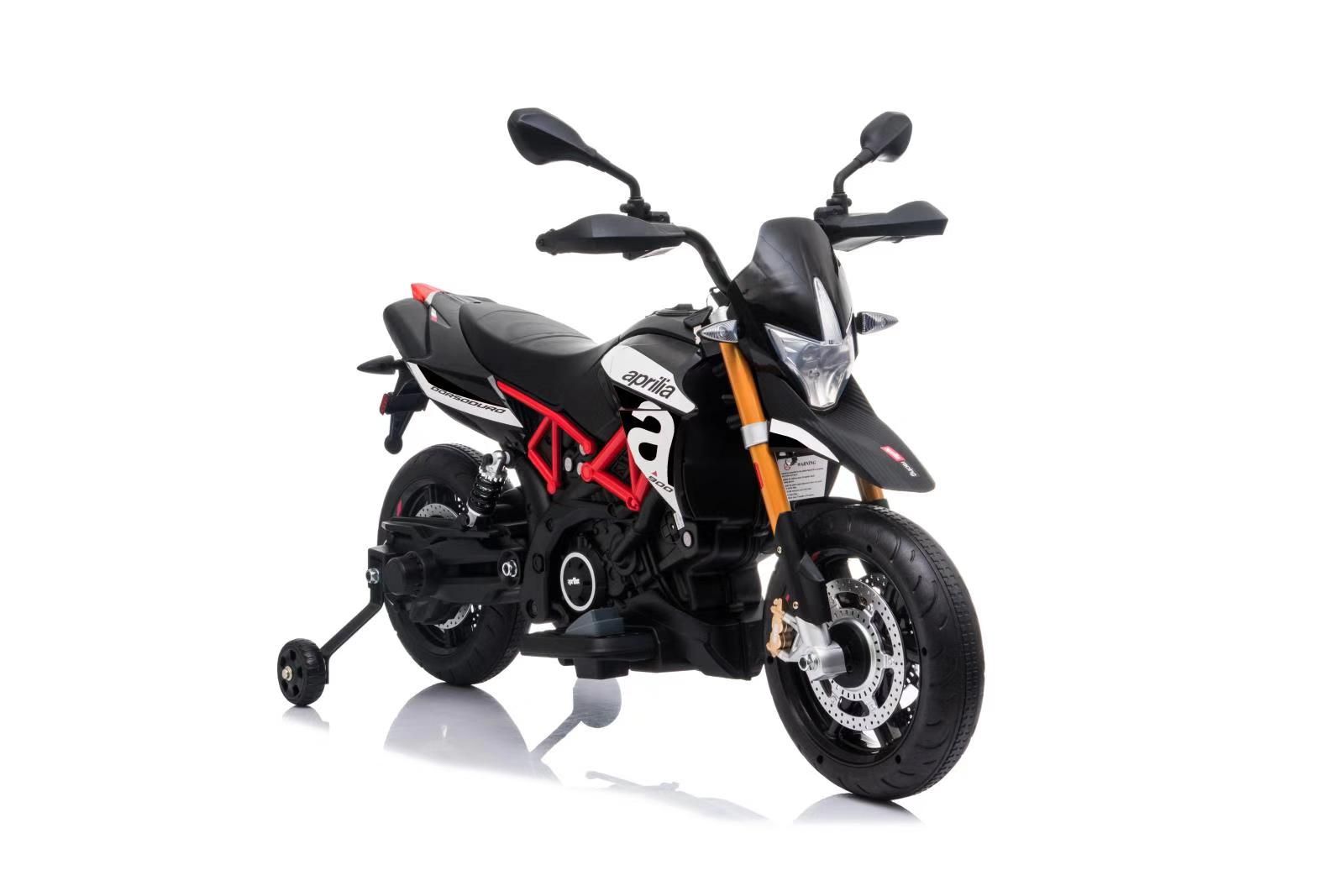 Moto electrique enfànt 12V APRILIA DORSODURO 900, noir, avec licence