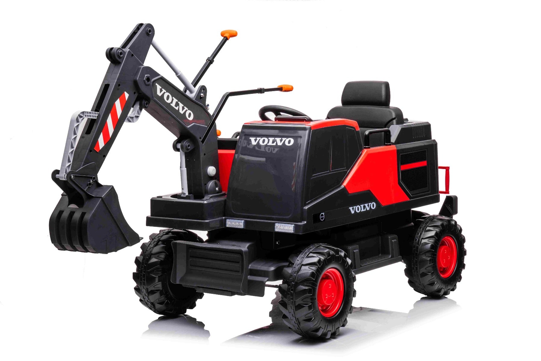 Voiture électrique enfants 12V Volvo Excavator, rouge, moteur 2 x 35W, roues EVA, batterie 12V/14Ah, sous licence