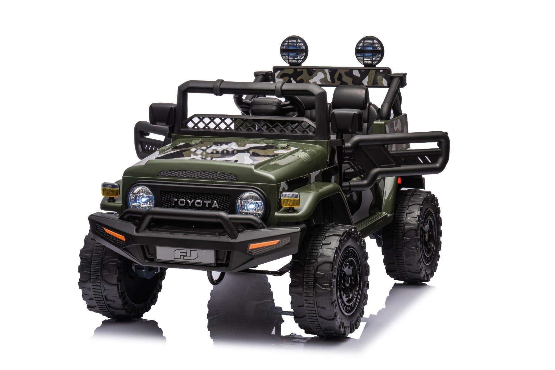 Voiture électrique enfant 12V TOYOTA FJ CRUISER avec traction arrière, Verte, Télécommande 2,4 GHz