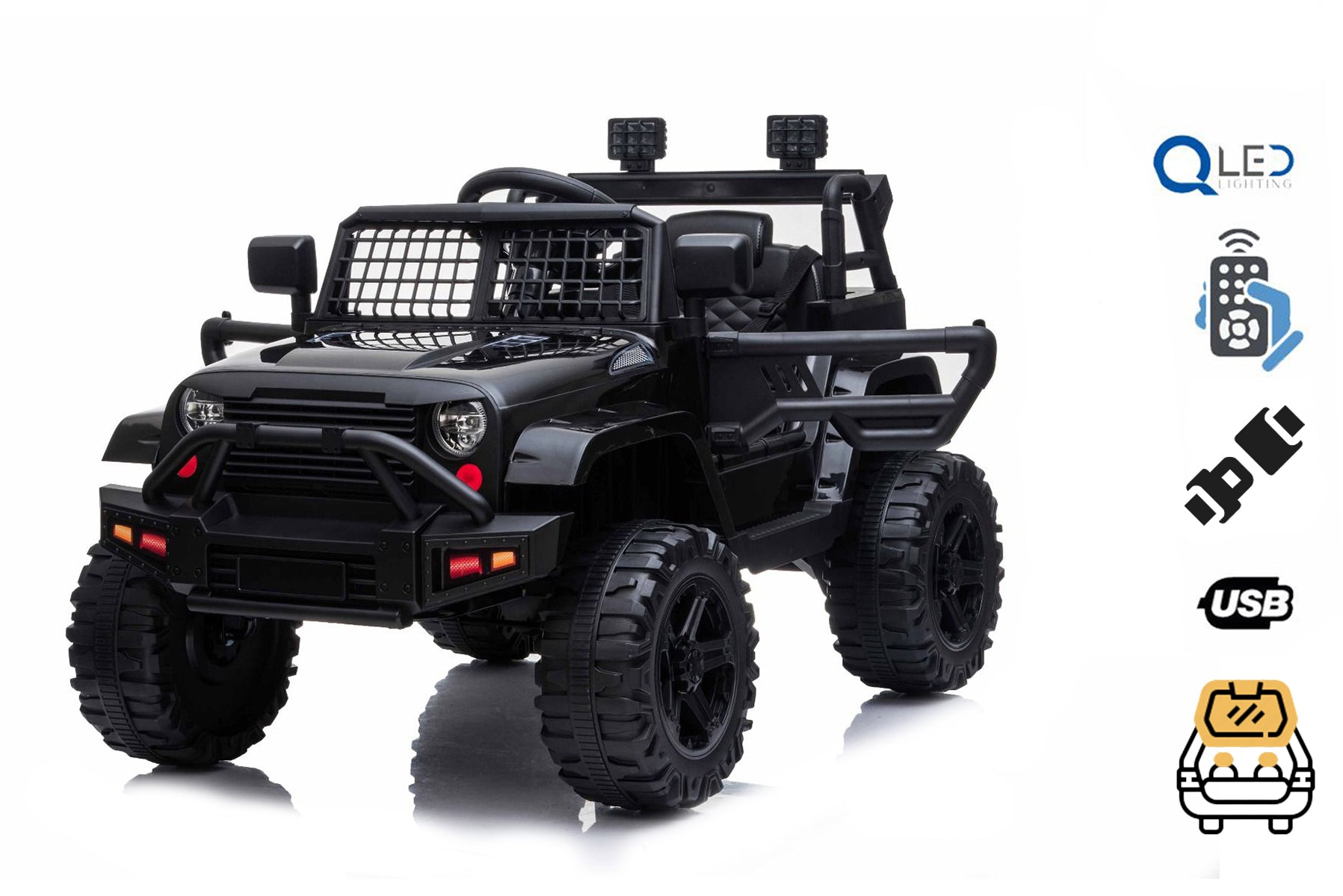 Voiture électrique enfants 12V OFFROAD, noire, batterie 12V, avec télécommande 2,4 GHz