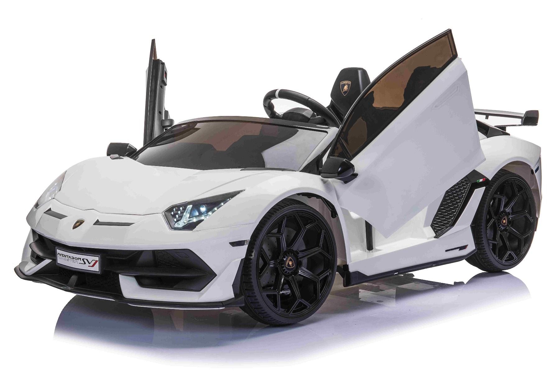 Voiture electrique enfànt 12V 2 places Lamborghini Aventador, Blanc, avec télécommande 2,4 Ghz, Moteur 2 x 12V, Licence d'origine