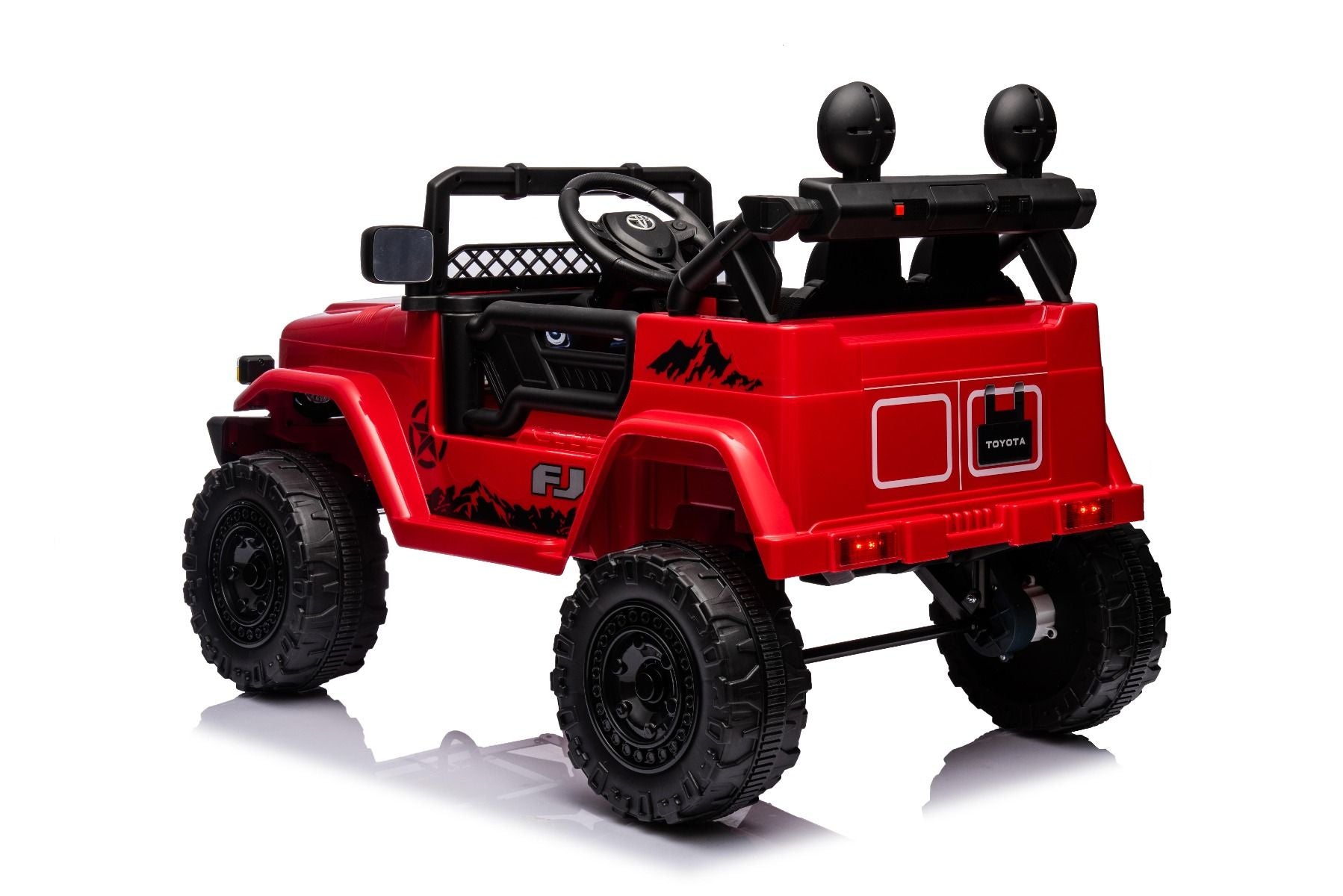 Voiture électrique enfant 12V TOYOTA FJ CRUISER avec traction arrière, Rouge, Télécommande 2,4 GHz