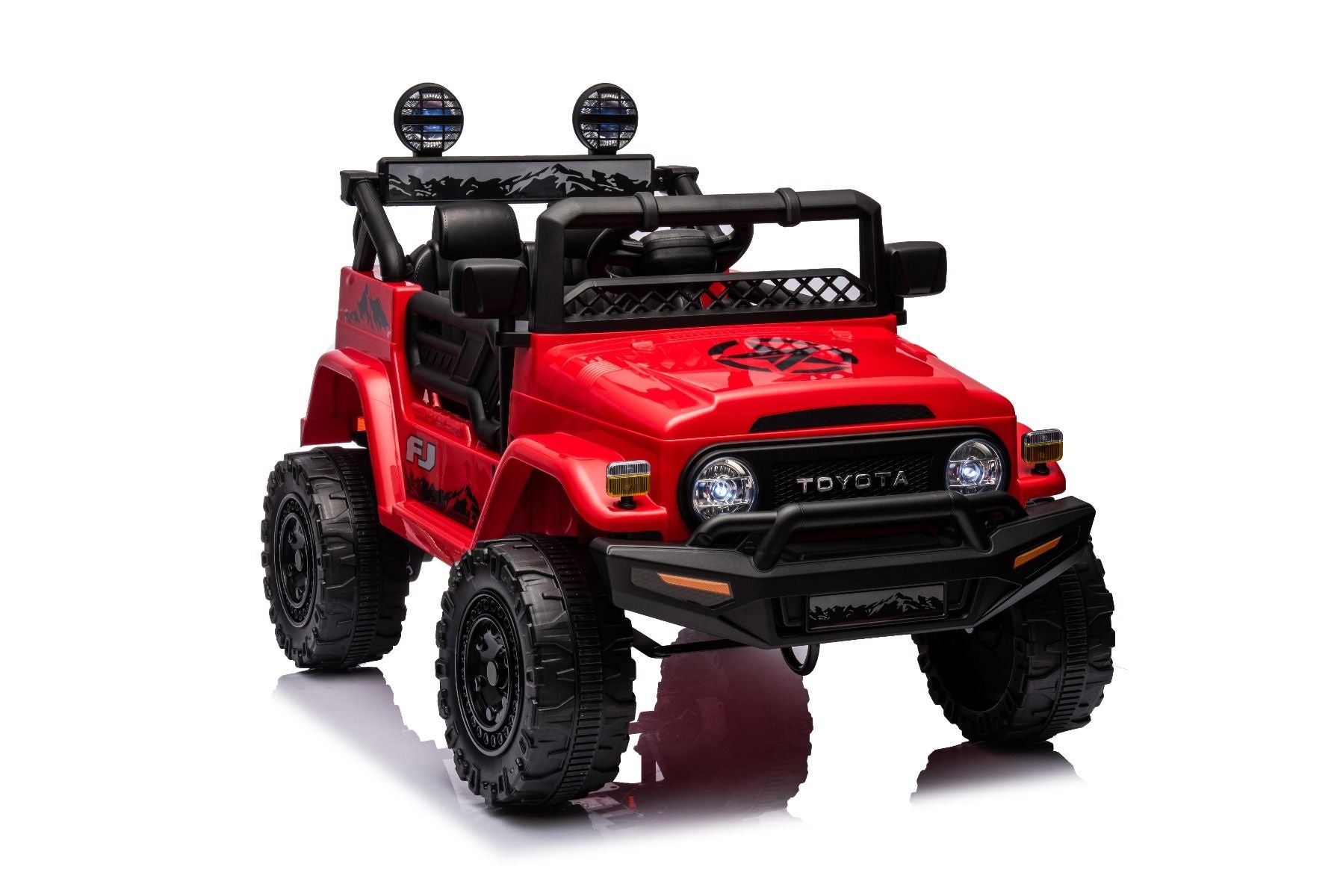 Voiture électrique enfant 12V TOYOTA FJ CRUISER avec traction arrière, Rouge, Télécommande 2,4 GHz
