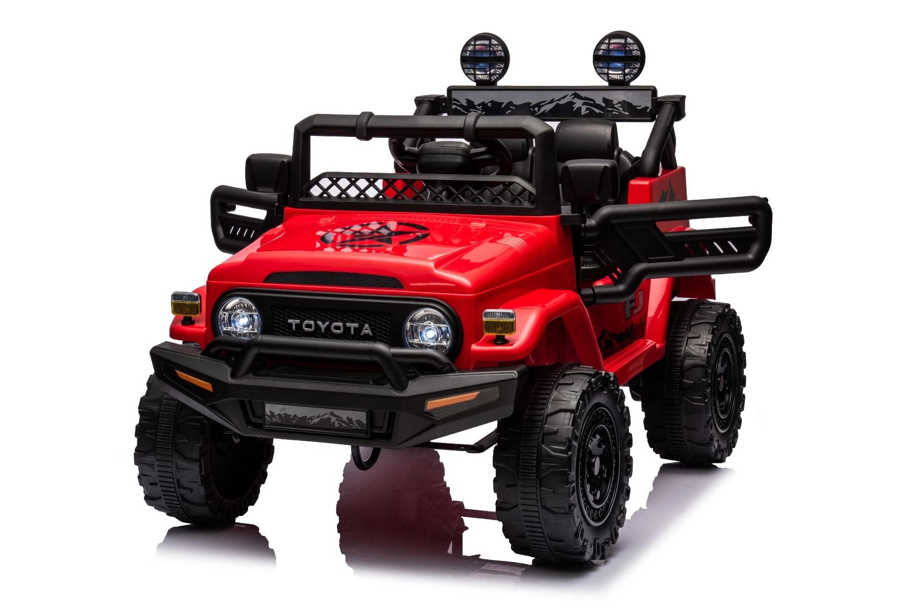 Voiture électrique enfant 12V TOYOTA FJ CRUISER avec traction arrière, Rouge, Télécommande 2,4 GHz