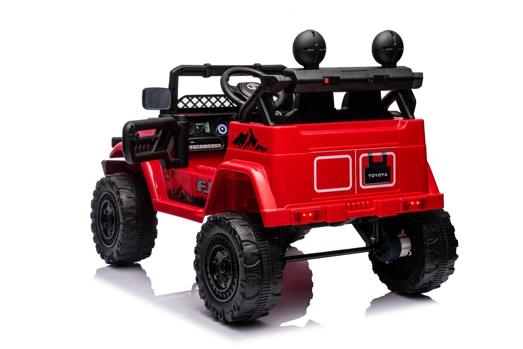 Voiture électrique enfant 12V TOYOTA FJ CRUISER avec traction arrière, Rouge, Télécommande 2,4 GHz