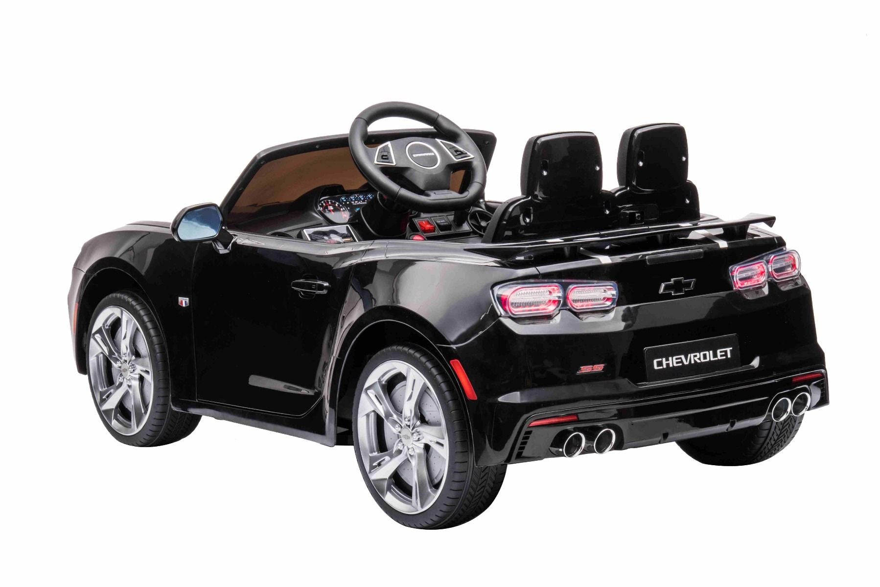 Voiture électrique enfants 12V Chevrolet Camaro, noire, moteur 2x 35 W, avec télécommande 2,4 Ghz