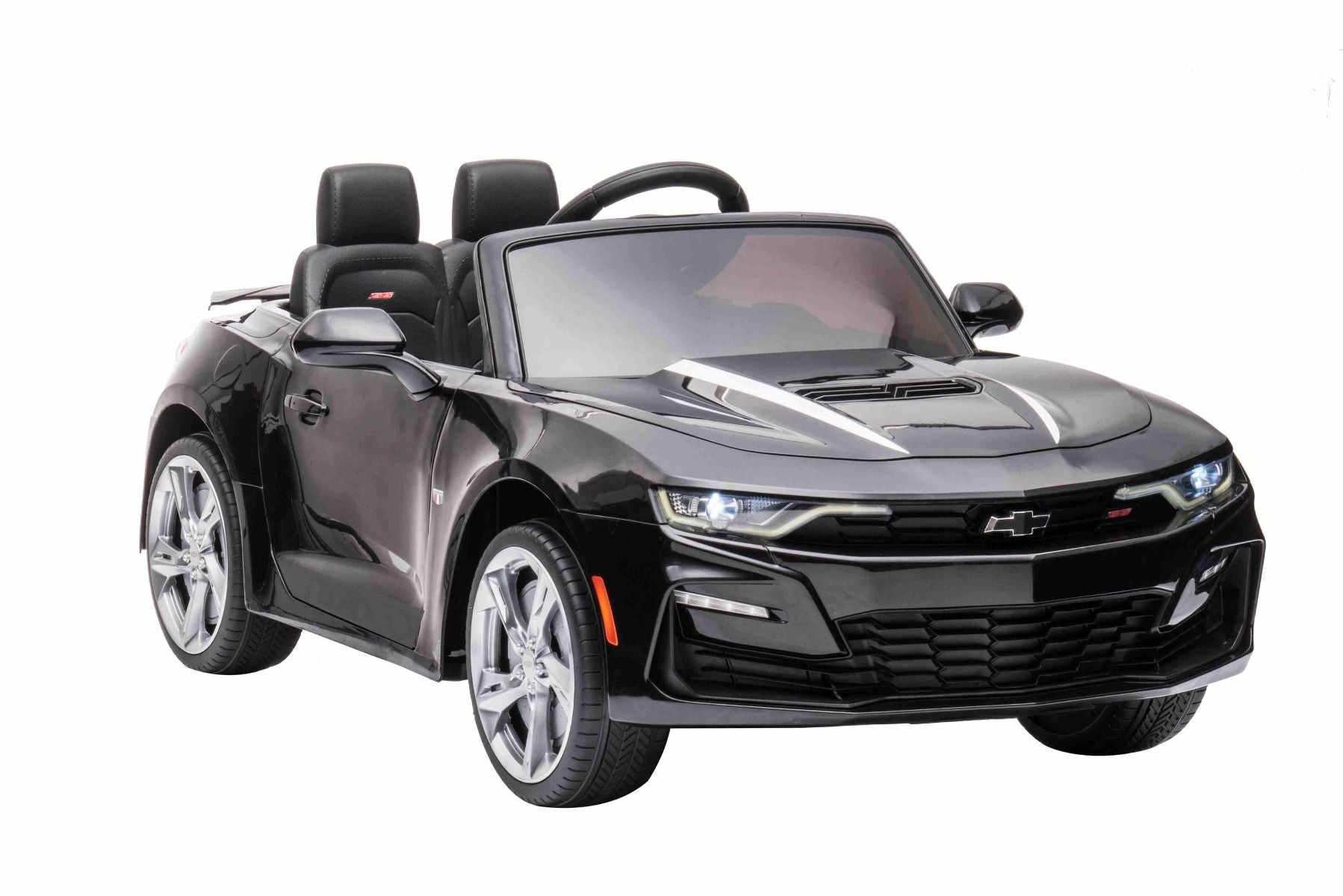 Voiture électrique enfants 12V Chevrolet Camaro, noire, moteur 2x 35 W, avec télécommande 2,4 Ghz