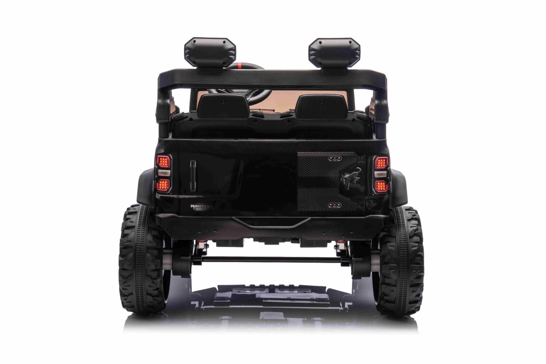 Voiture électrique pour enfants Ford Bronco XL avec propulsion arrière, sous licence (deux places), noir, batterie au lithium, suspension haute, deux sièges, essieu arrière suspendu, télécomma, 2.4 GHz Remote Control, MP3 Player with USB Input, LED Lights