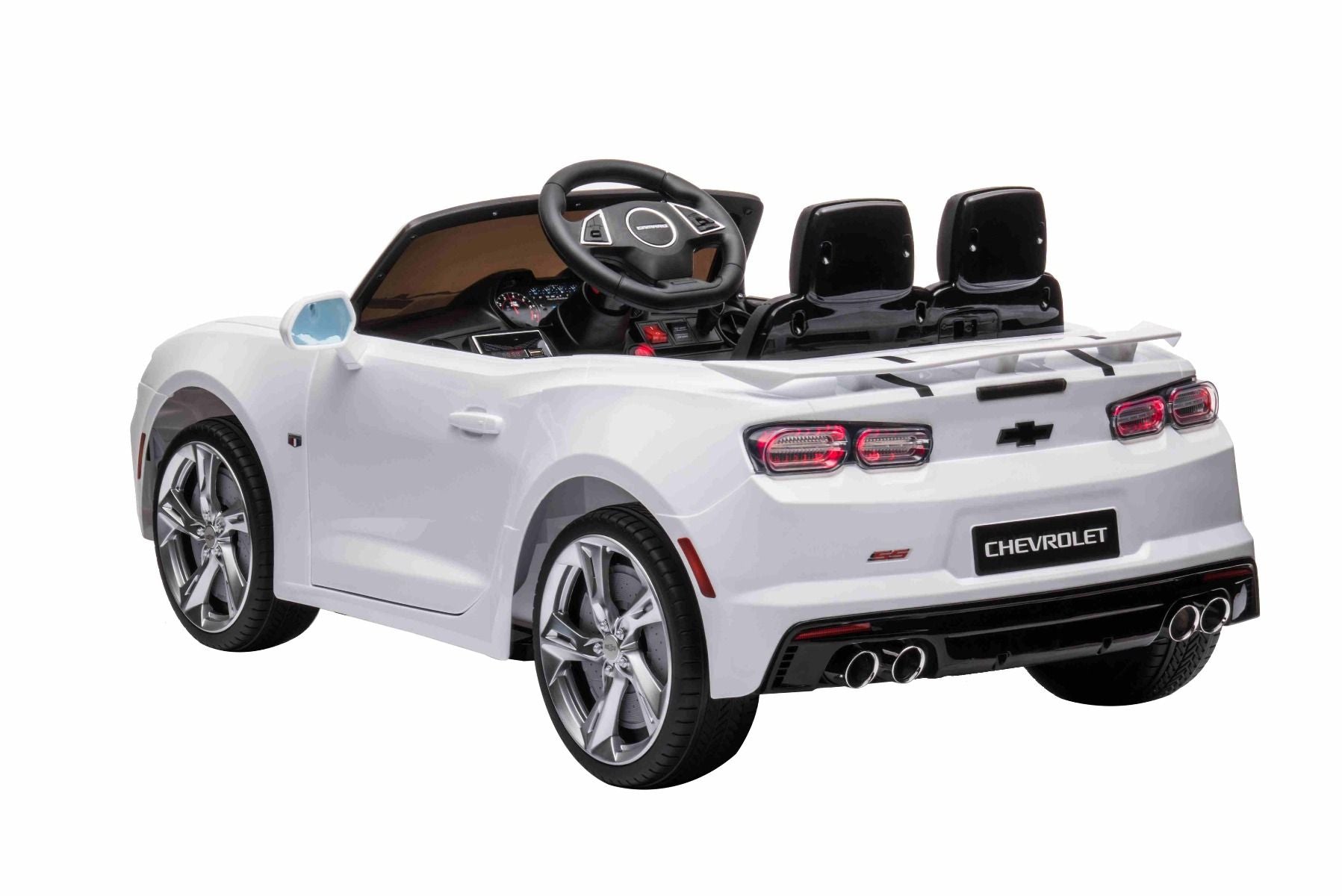 Voiture électrique enfants 12V Chevrolet Camaro, blanche, moteur 2x 35 W, avec télécommande 2,4 Ghz
