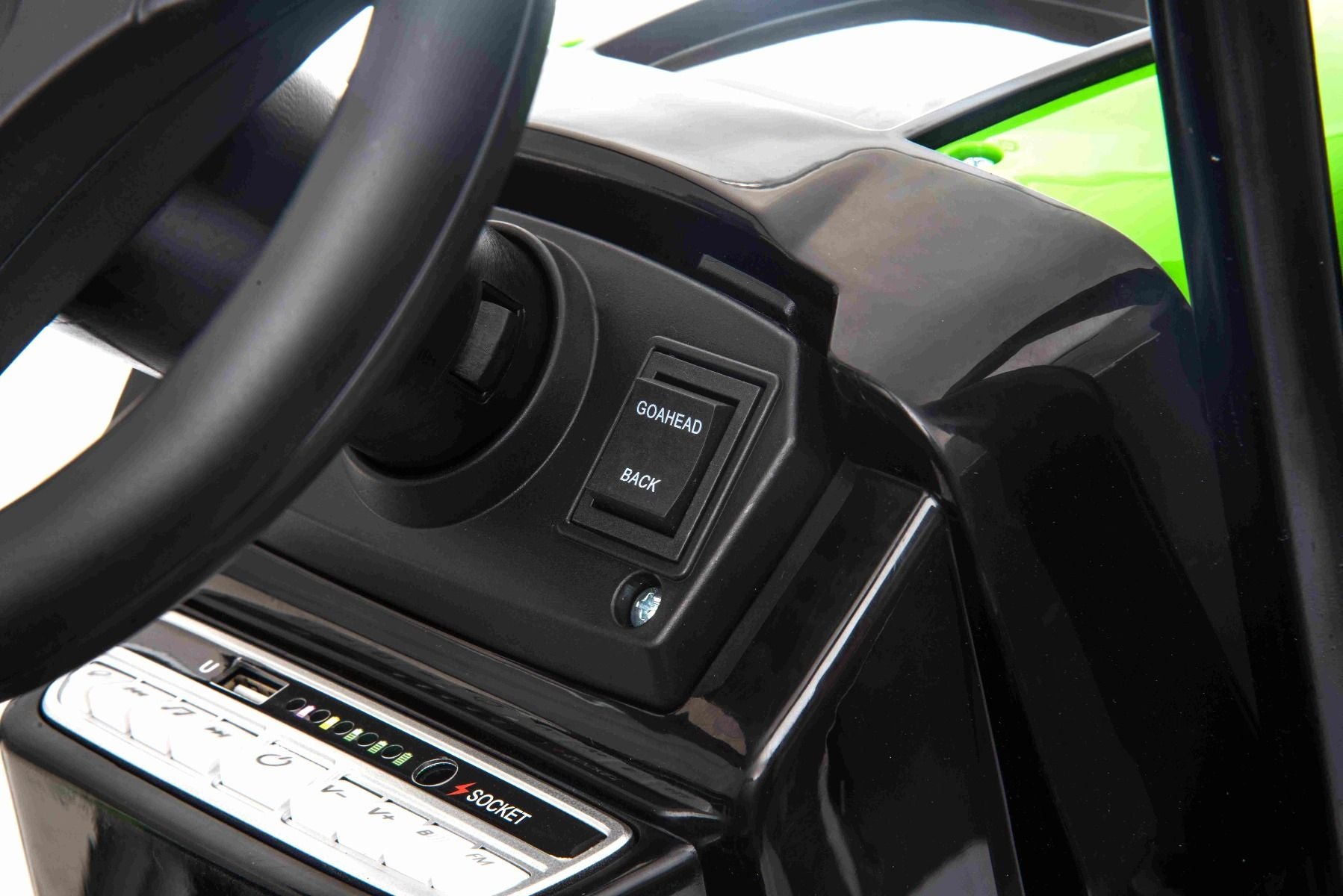 Tracteur électrique 12V POWER avec remorque, vert, télécommande 2,4 GHz