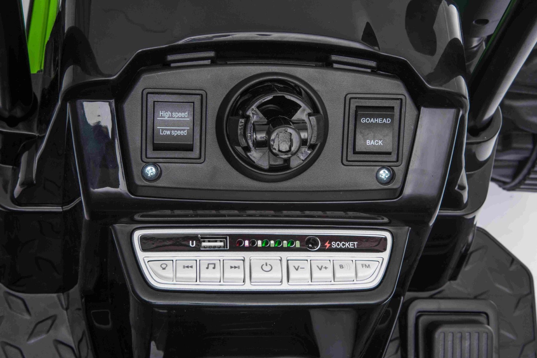 Tracteur électrique 12V POWER avec remorque, vert, télécommande 2,4 GHz