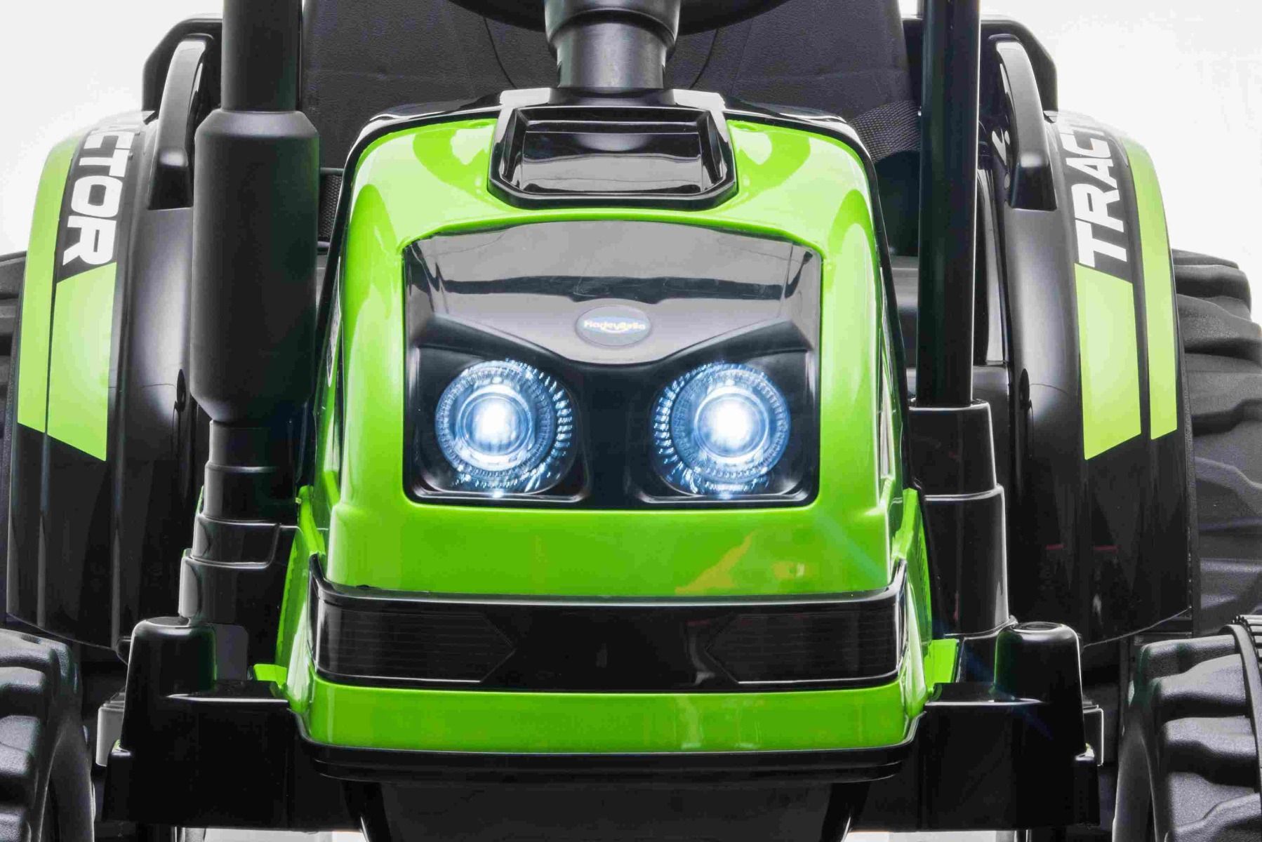 Tracteur électrique 12V POWER avec remorque, vert, télécommande 2,4 GHz