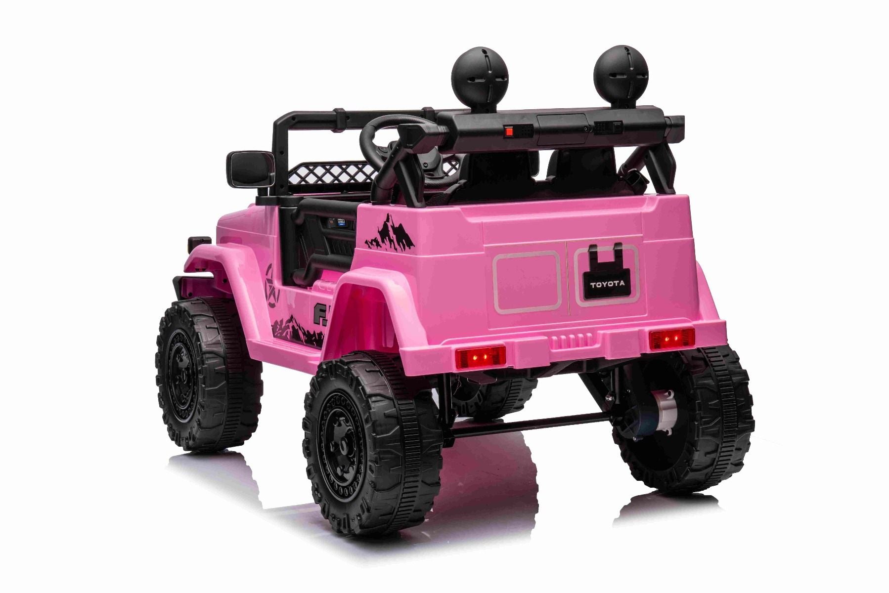 Voiture électrique enfant 12V TOYOTA FJ CRUISER avec traction arrière, Rose, Télécommande 2,4 GHz