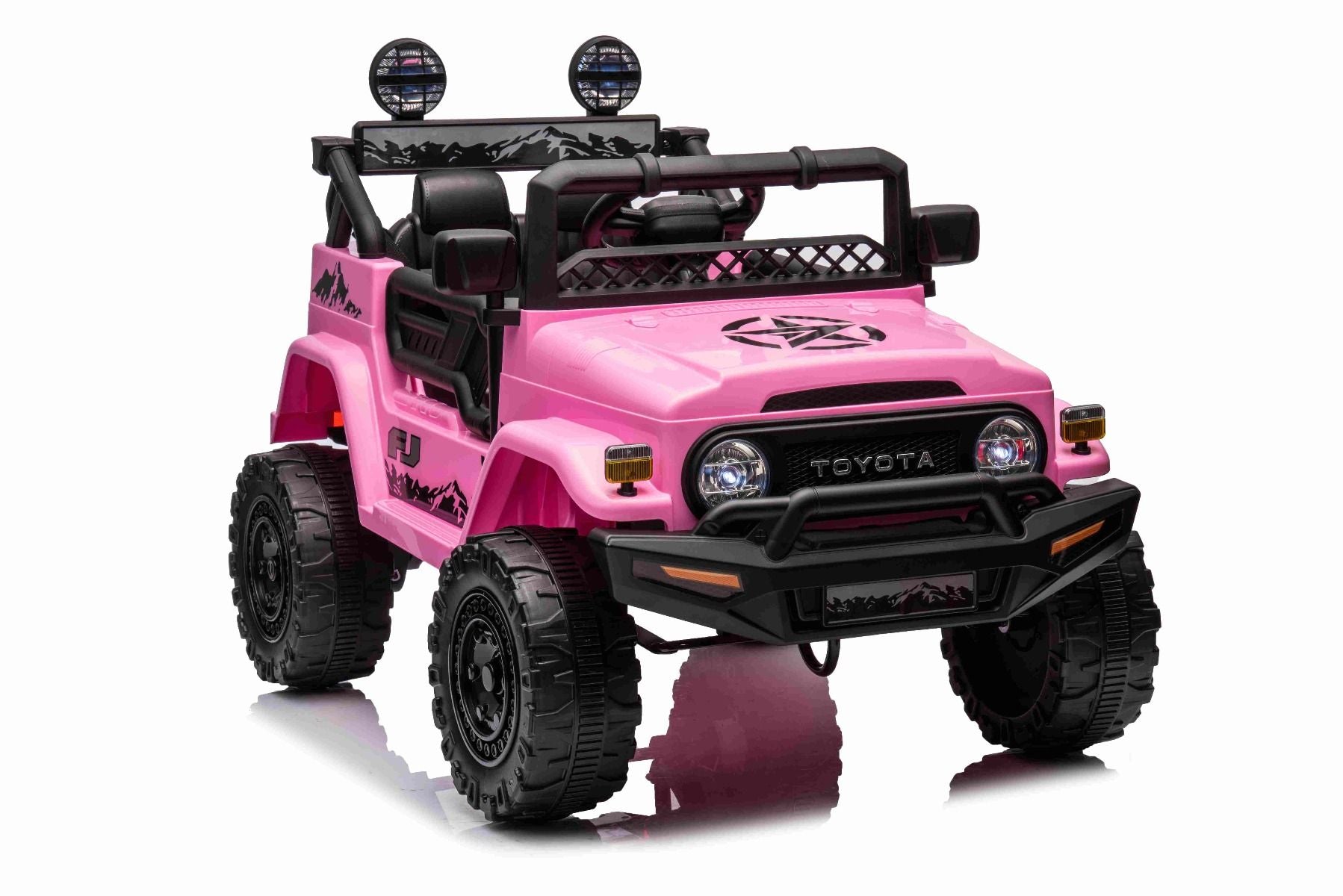 Voiture électrique enfant 12V TOYOTA FJ CRUISER avec traction arrière, Rose, Télécommande 2,4 GHz