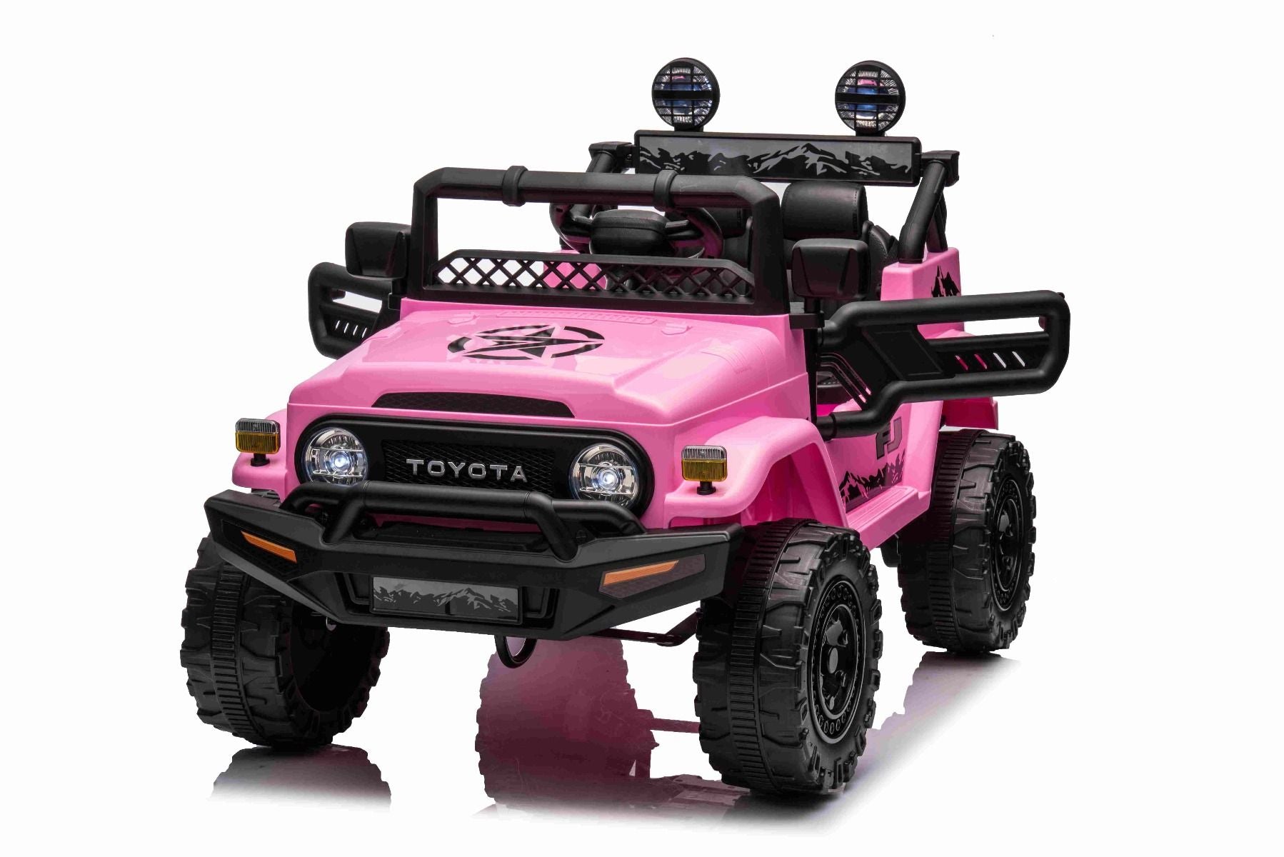 Voiture électrique enfant 12V TOYOTA FJ CRUISER avec traction arrière, Rose, Télécommande 2,4 GHz