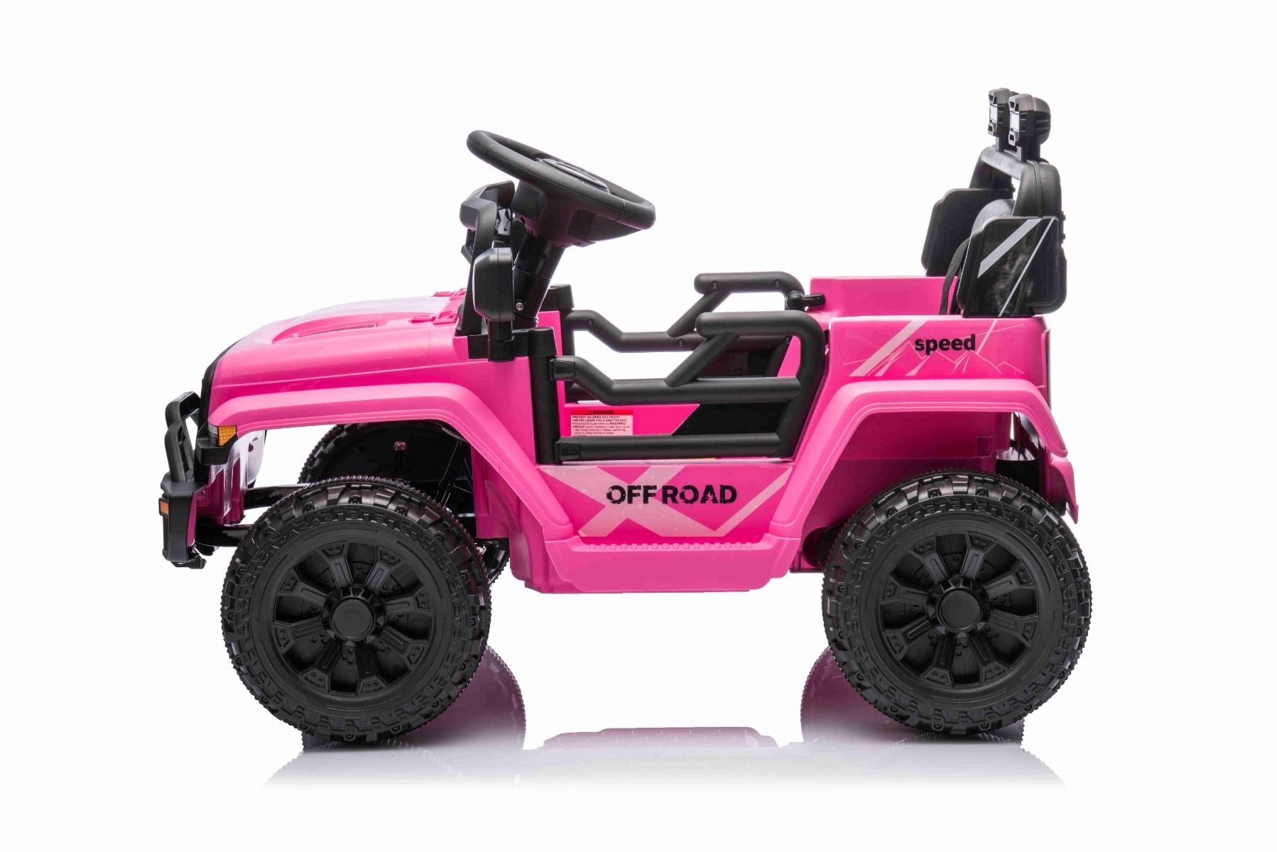 Voiture électrique pour enfants OFFROAD NEW avec traction arrière, rose, batterie lithium, châssis haut, siège large, suspension arrière, télécommande 2,4 GHz,lumières LED