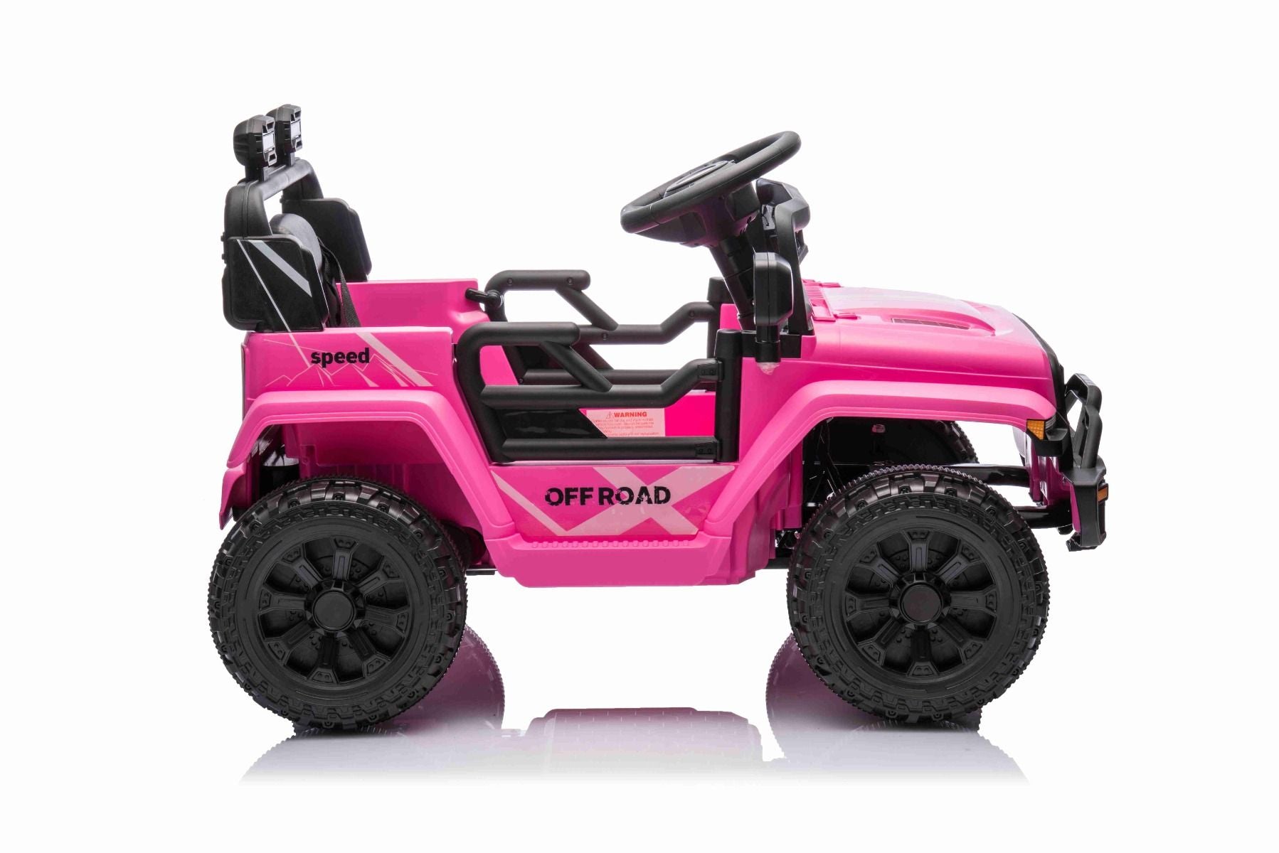 Voiture électrique pour enfants OFFROAD NEW avec traction arrière, rose, batterie lithium, châssis haut, siège large, suspension arrière, télécommande 2,4 GHz,lumières LED