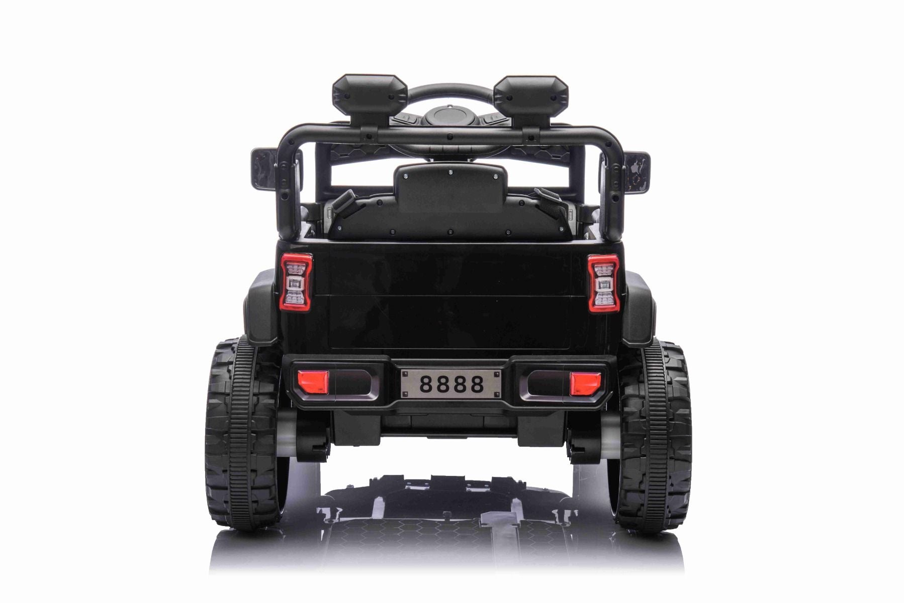 Voiture électrique pour enfants OFFROAD NEW avec traction arrière, noir, batterie lithium, châssis haut, siège large, suspension arrière, télécommande 2,4 GHz, lumières LED