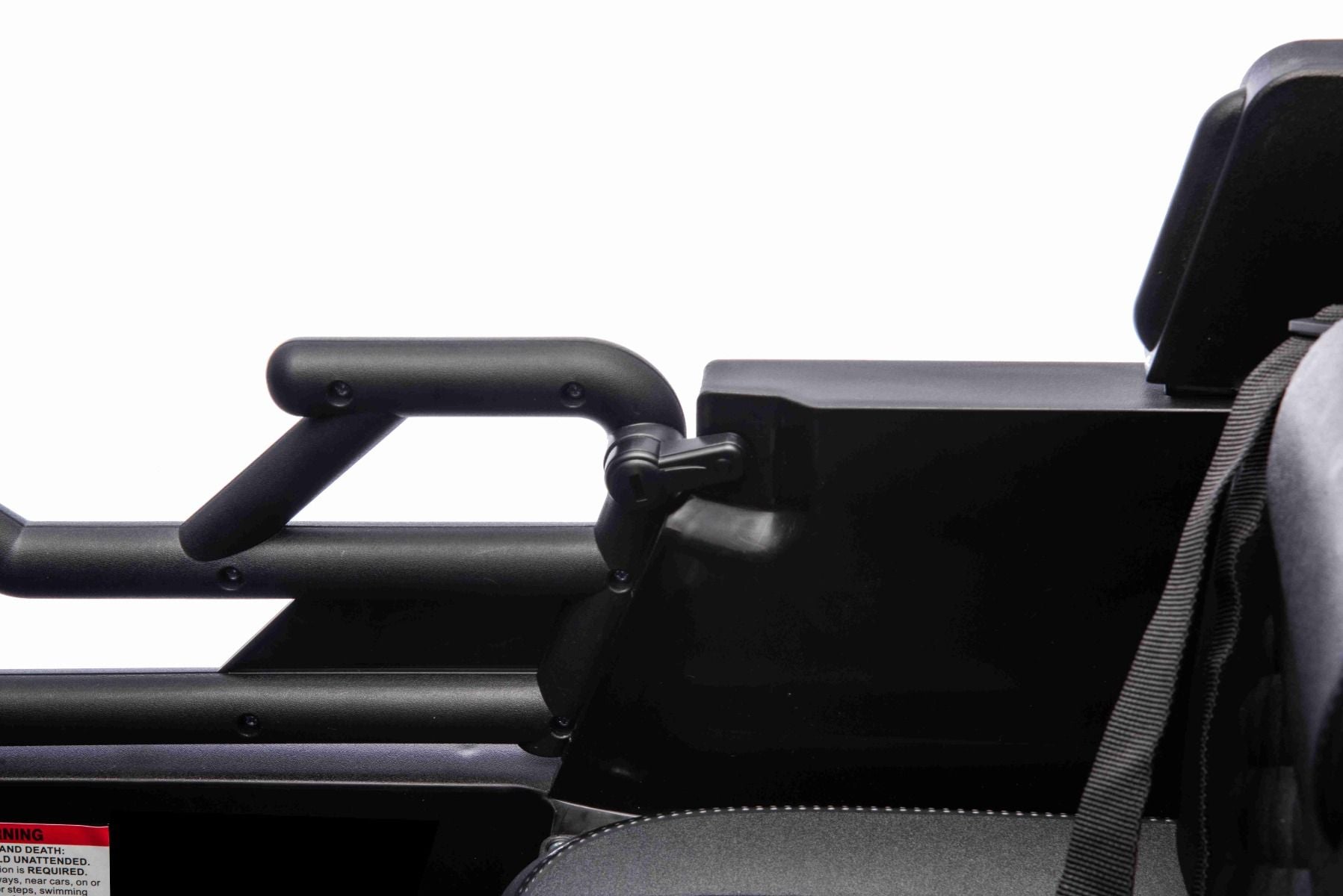 Voiture électrique pour enfants OFFROAD NEW avec traction arrière, blanche, batterie lithium, châssis haut, siège large, suspension arrière, télécommande 2,4 GHz, lumières LED