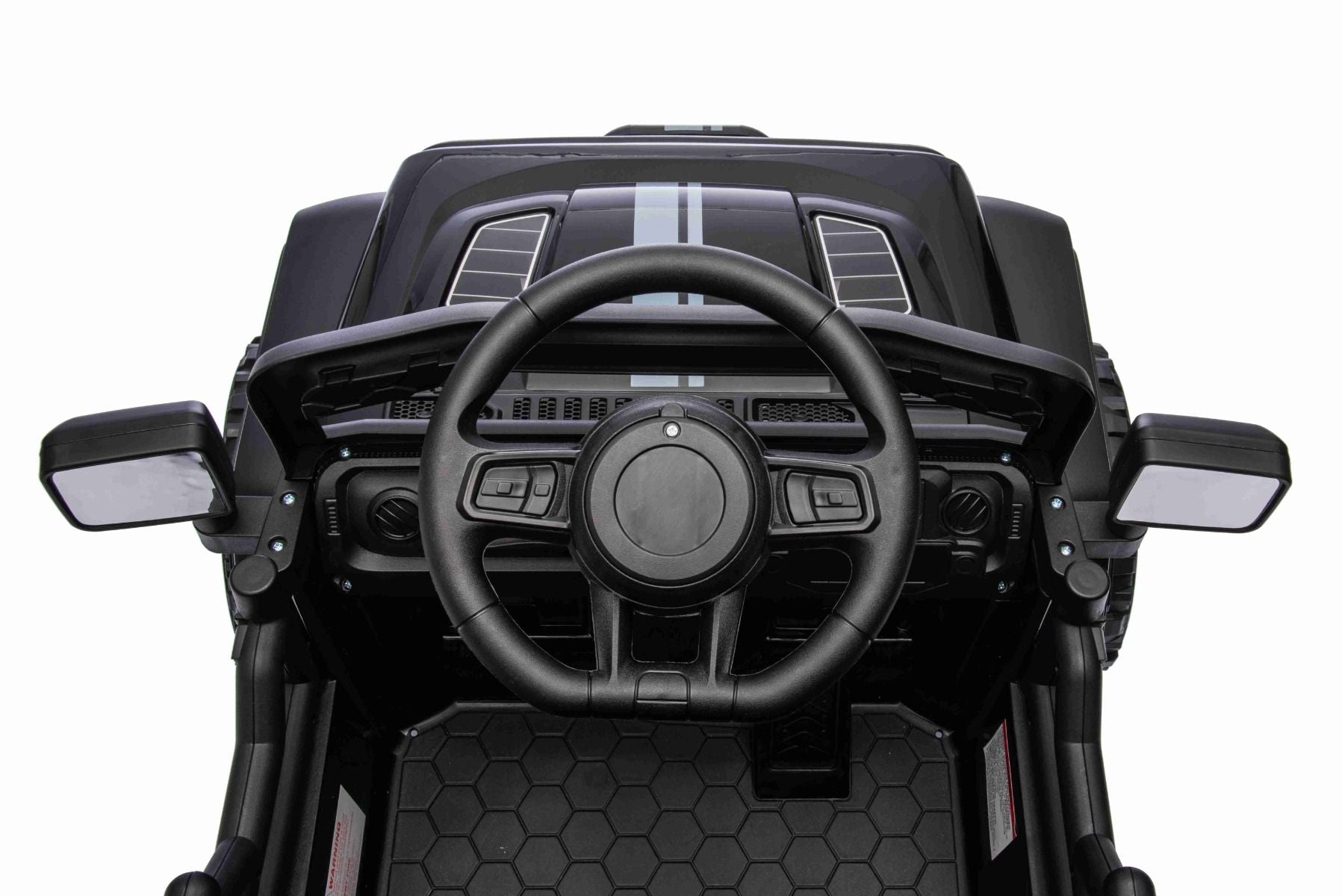 Voiture électrique pour enfants OFFROAD NEW avec traction arrière, noir, batterie lithium, châssis haut, siège large, suspension arrière, télécommande 2,4 GHz, lumières LED