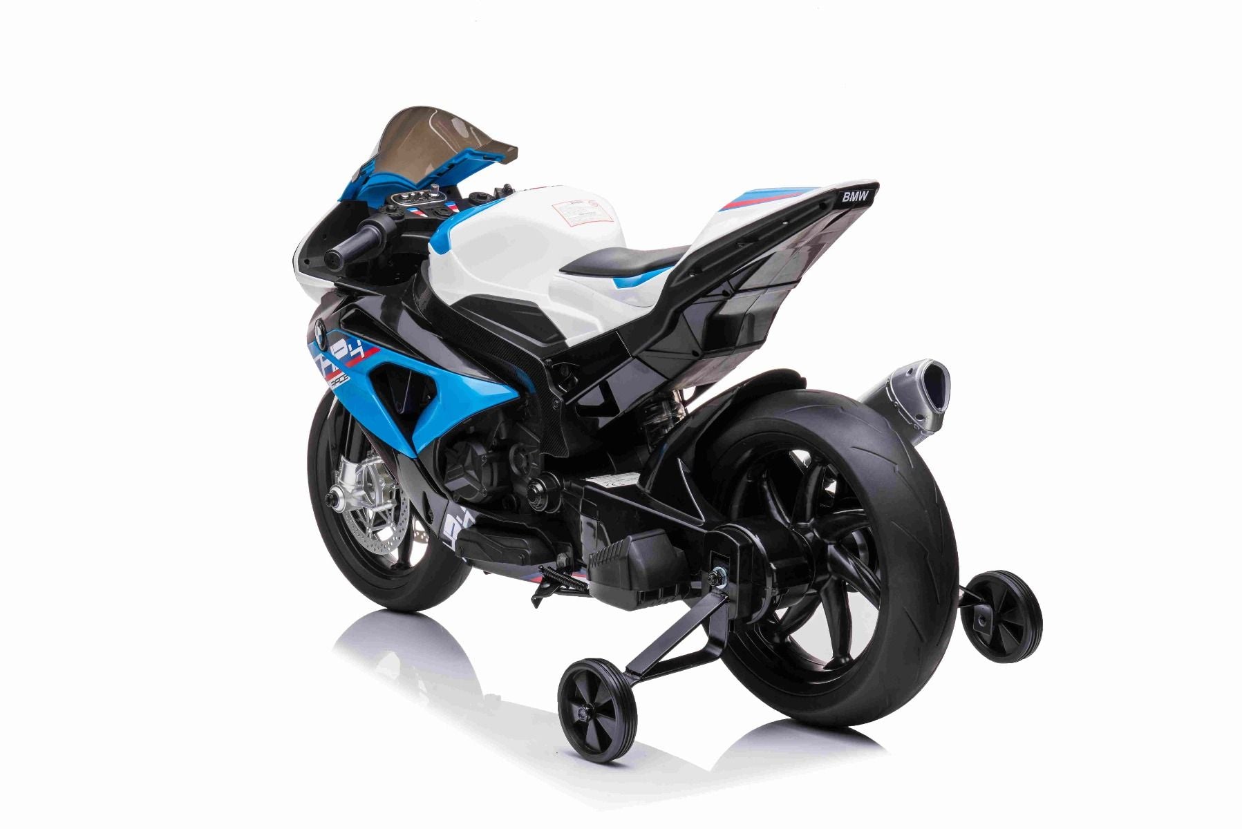 Moto électrique enfants 12V BMW HP4 RACE bleue, moteurs 2x35 W