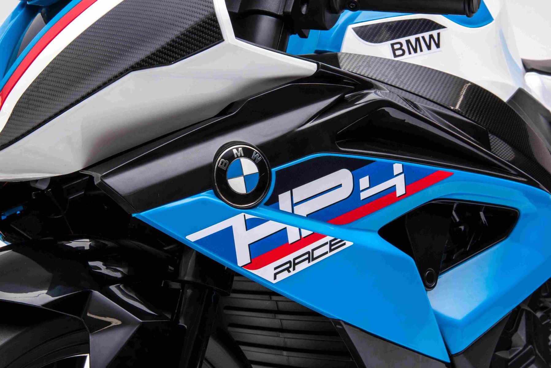 Moto électrique enfants 12V BMW HP4 RACE bleue, moteurs 2x35 W
