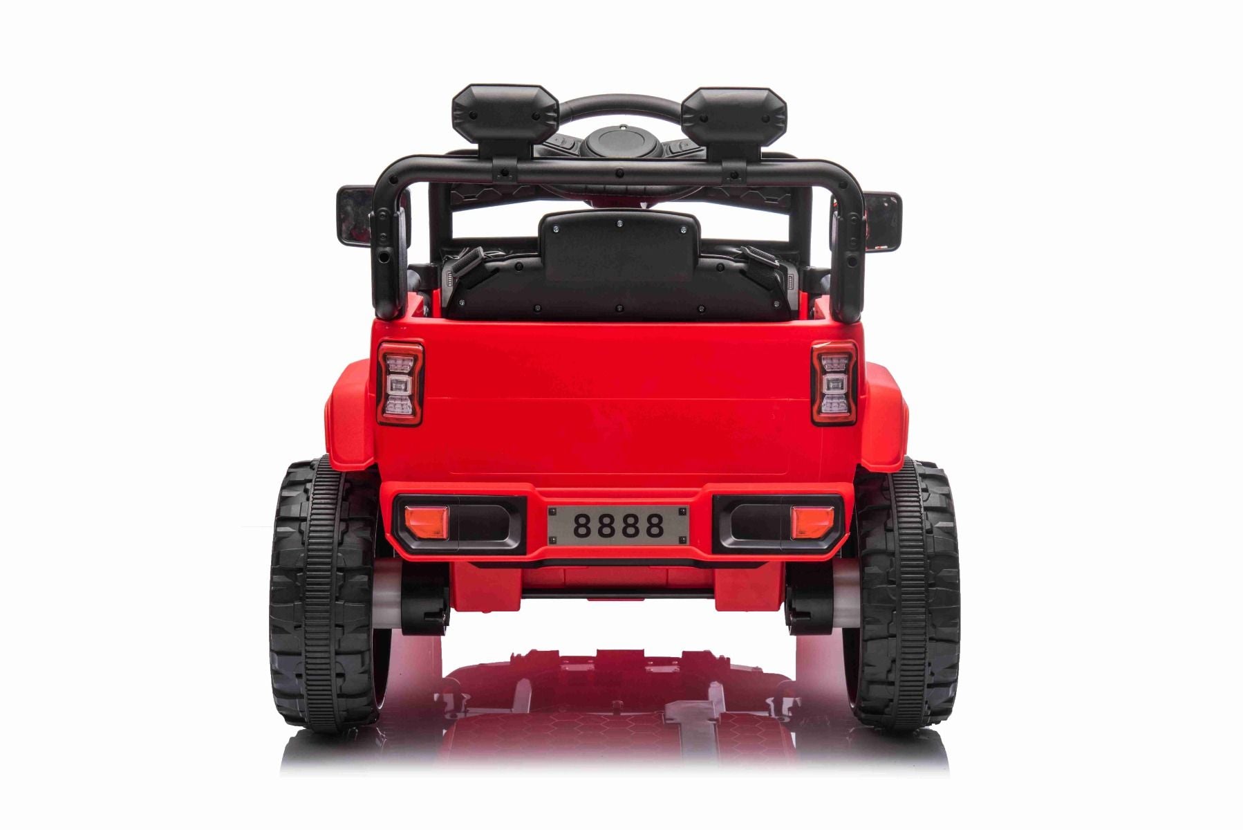 Voiture électrique pour enfants OFFROAD NEW avec traction arrière, rouge, batterie lithium, châssis haut, siège large, suspension arrière, télécommande 2,4 GHz, lumières LED