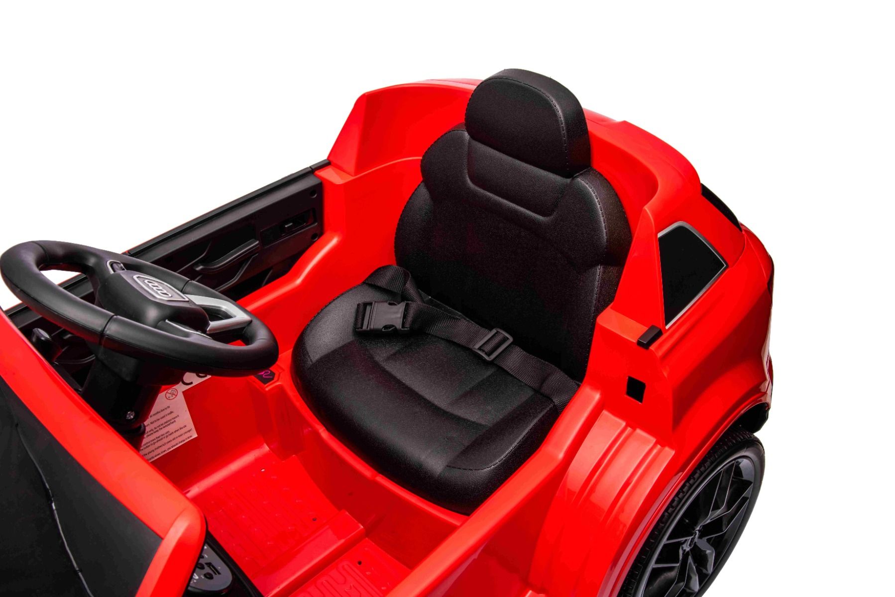 Voiture électrique à conducteur porté Audi Q7 rouge, Monoplace, Suspension indépendante, Batterie 12V, Télécommande, Moteur 2 x 35W, Lumières LED, Lecteur MP3 avec entrée USB/AUX, Licence