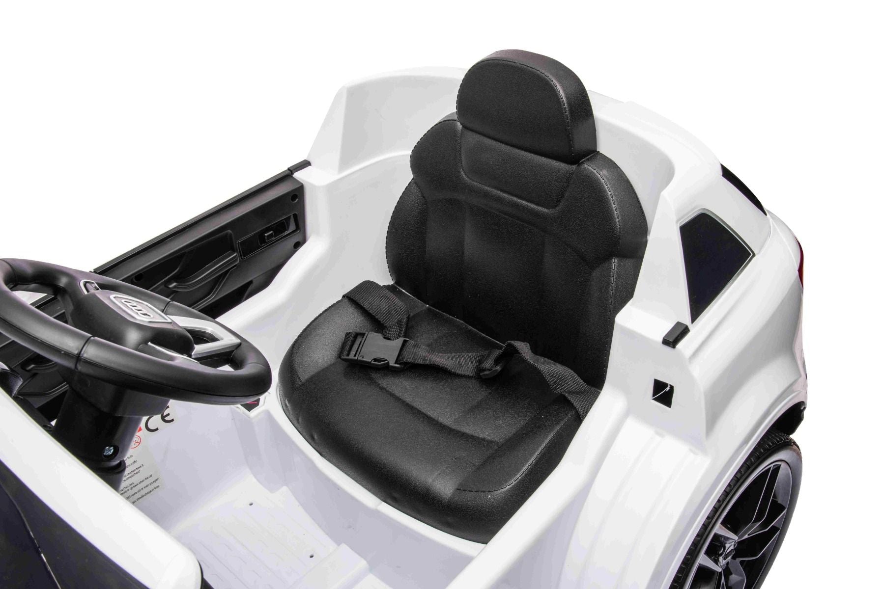 Voiture électrique à conducteur porté Audi Q7 blanc, Monoplace, Suspension indépendante, Batterie 12V, Télécommande, Moteur 2 x 35W, Lumières LED, Lecteur MP3 avec entrée USB/AUX, Licence
