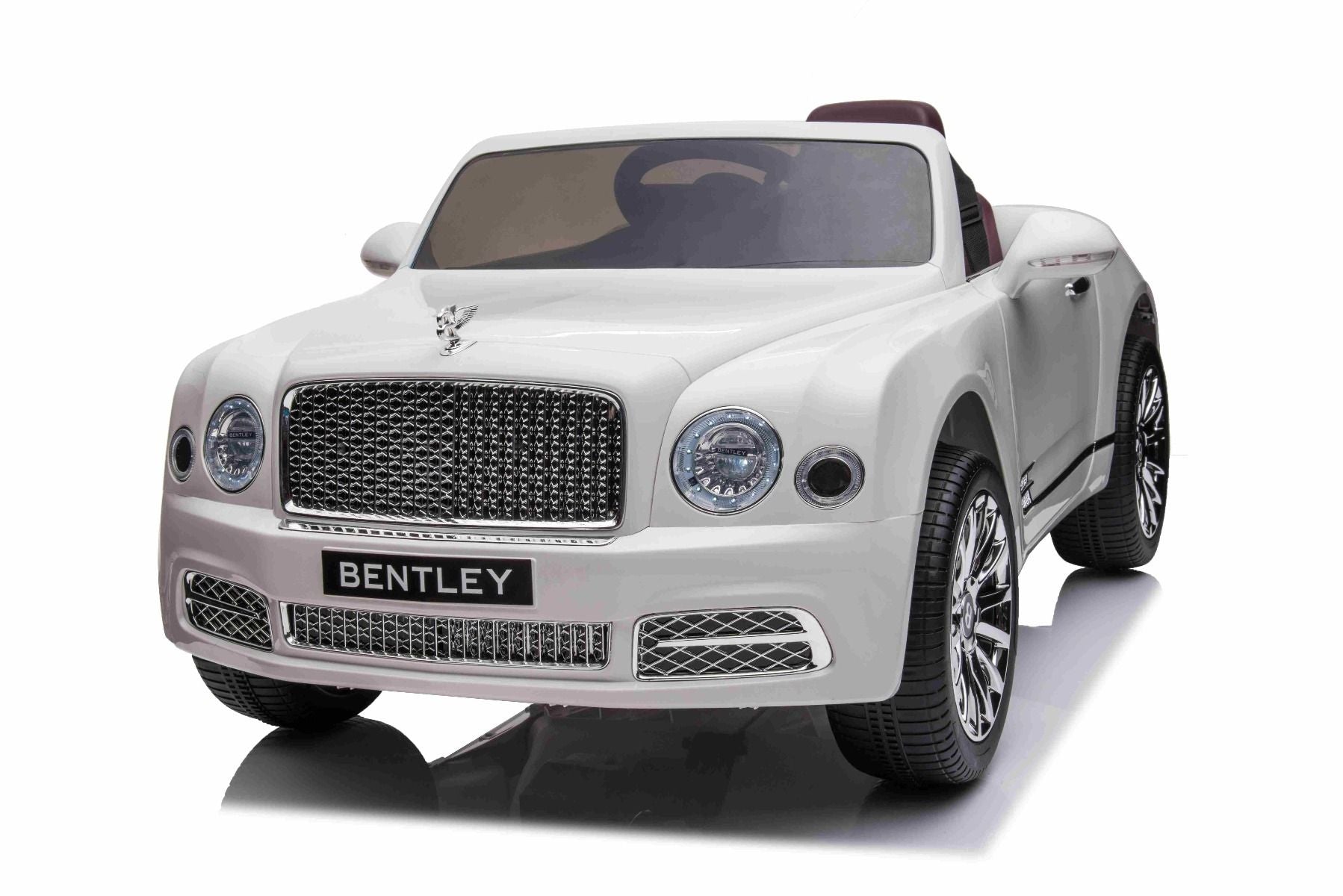 Voiture électrique enfants 12V Bentley Mulsanne, blanche, avec télécommande 2,4 GHz, moteur 2 X 35W, licence ORIGINALE
