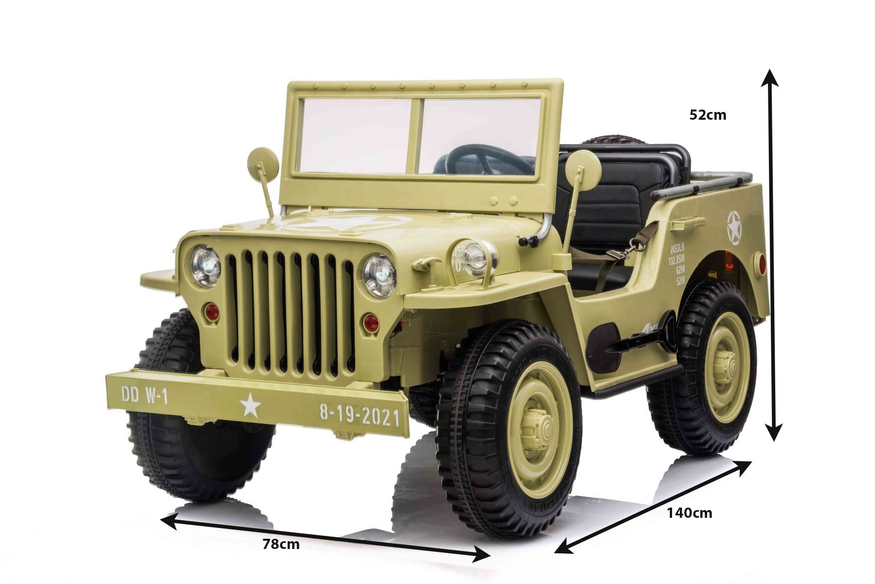 4x4 Voiture électrique enfant 12V 3 places USA ARMY, avec télécommande 2,4 GHz, Batterie 12V14AH, 4 x 4 lecteur