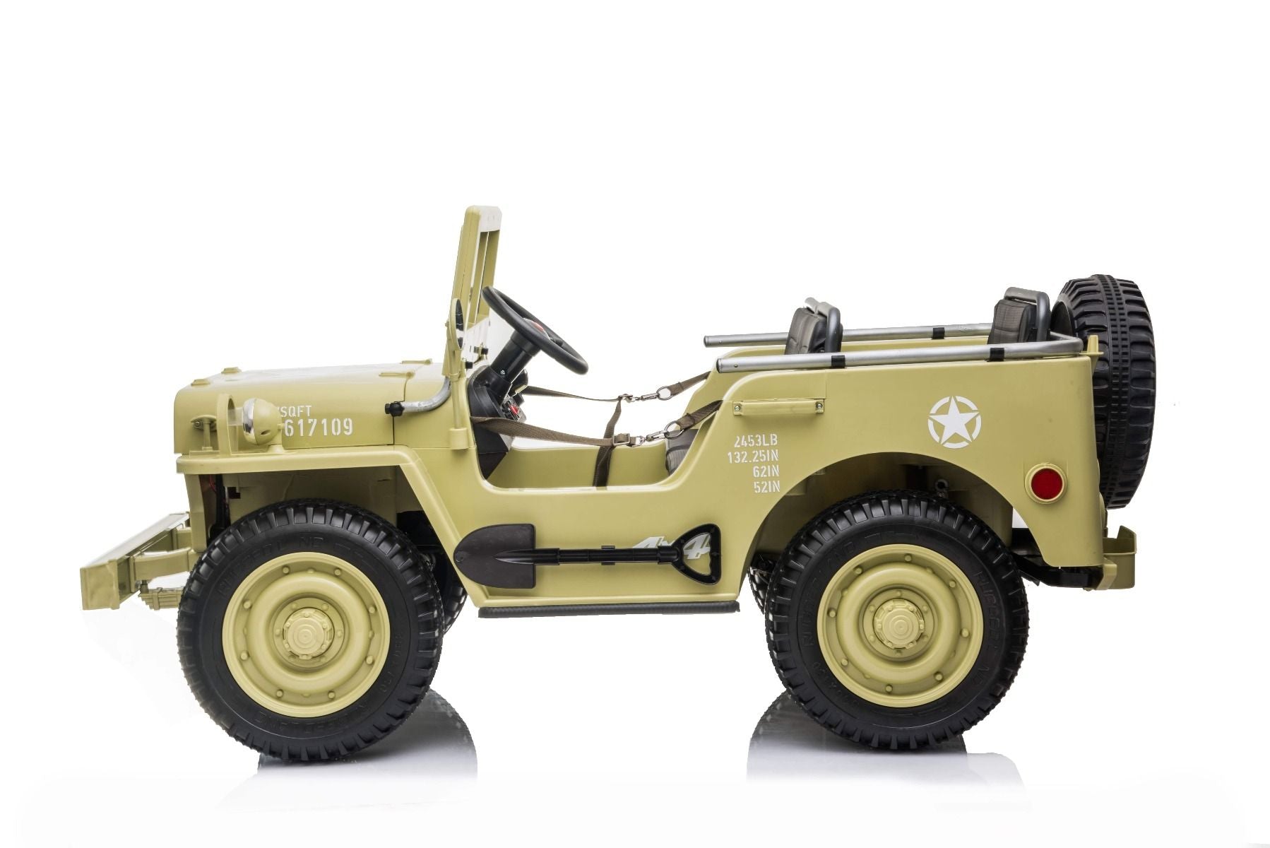 4x4 Voiture électrique enfant 12V 3 places USA ARMY, avec télécommande 2,4 GHz, Batterie 12V14AH, 4 x 4 lecteur