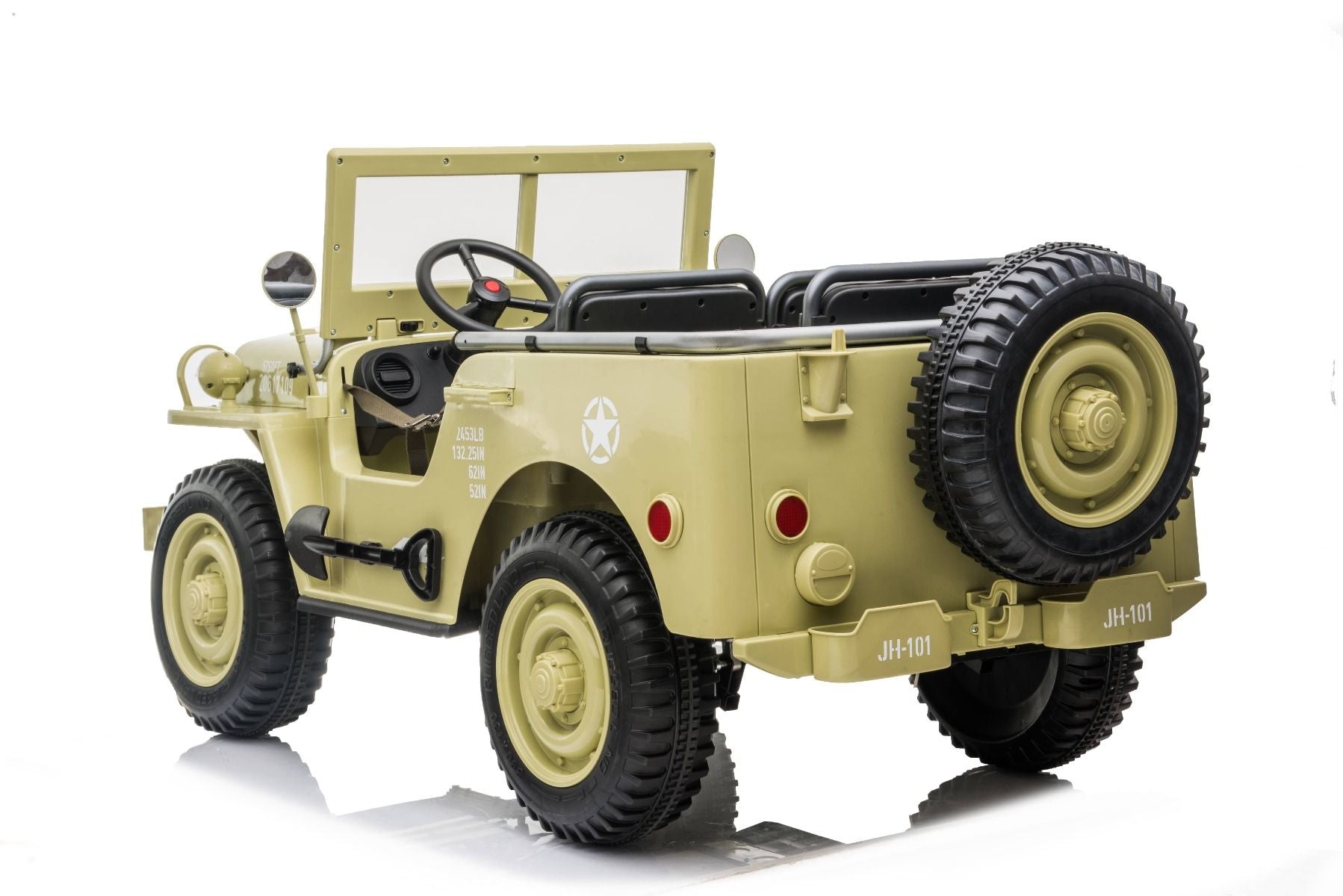 4x4 Voiture électrique enfant 12V 3 places USA ARMY, avec télécommande 2,4 GHz, Batterie 12V14AH, 4 x 4 lecteur
