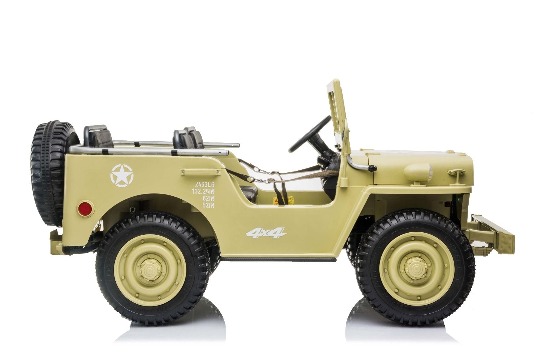 4x4 Voiture électrique enfant 12V 3 places USA ARMY, avec télécommande 2,4 GHz, Batterie 12V14AH, 4 x 4 lecteur