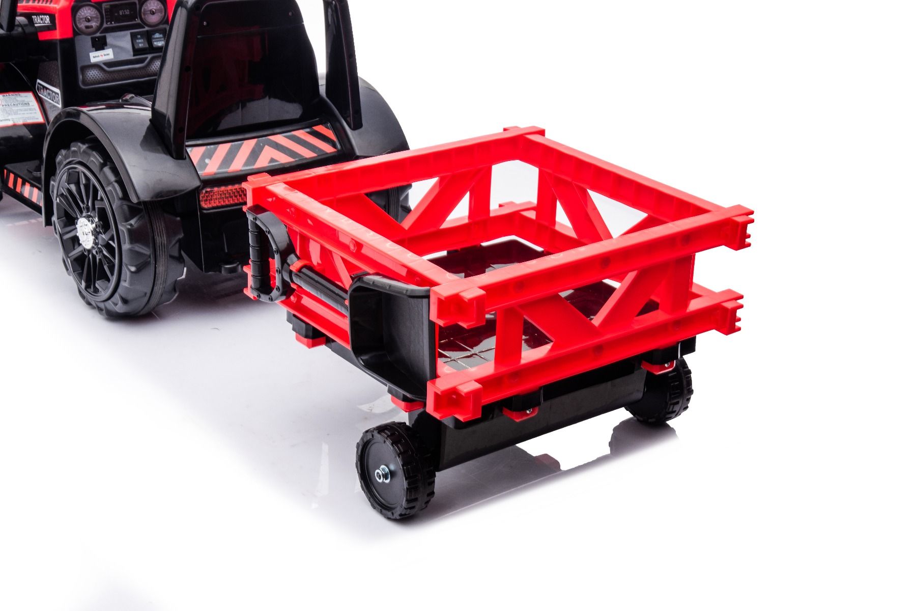 Tracteur électrique enfants avec poche et remorque 6V FARMER, rouge, moteur 20W