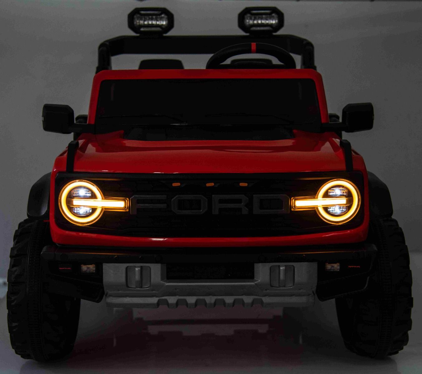 Voiture électrique pour enfants Ford Bronco XL avec propulsion arrière, sous licence (deux places), rose, batterie au lithium, suspension haute, deux sièges, essieu arrière suspendu, télécommande 2,4 GHz, lecteur MP3 avec entrée USB, lumières LED
